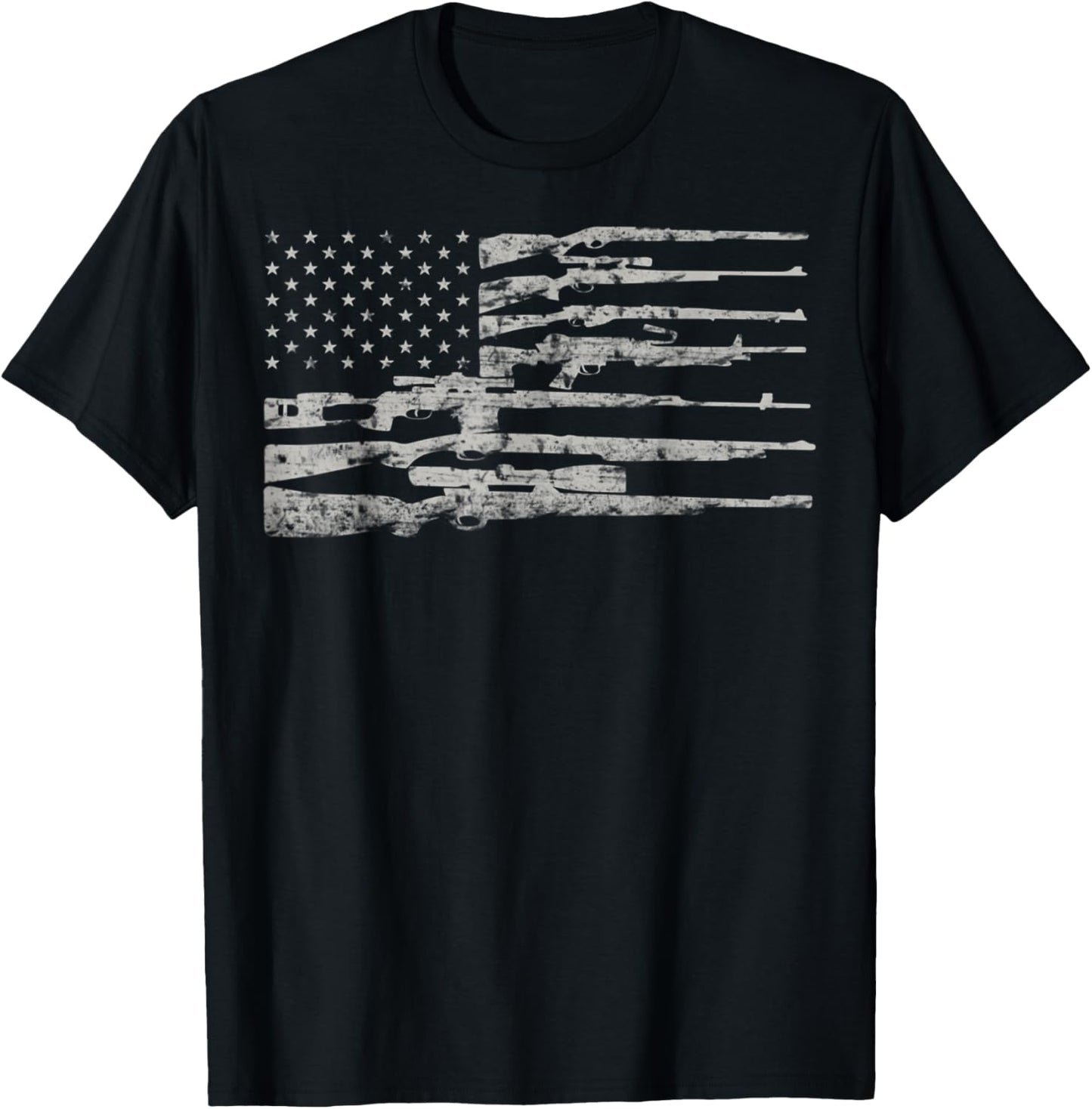Big American Flag With Machine Guns 2A Flag Men T-Shirt - T-Shirt | Black