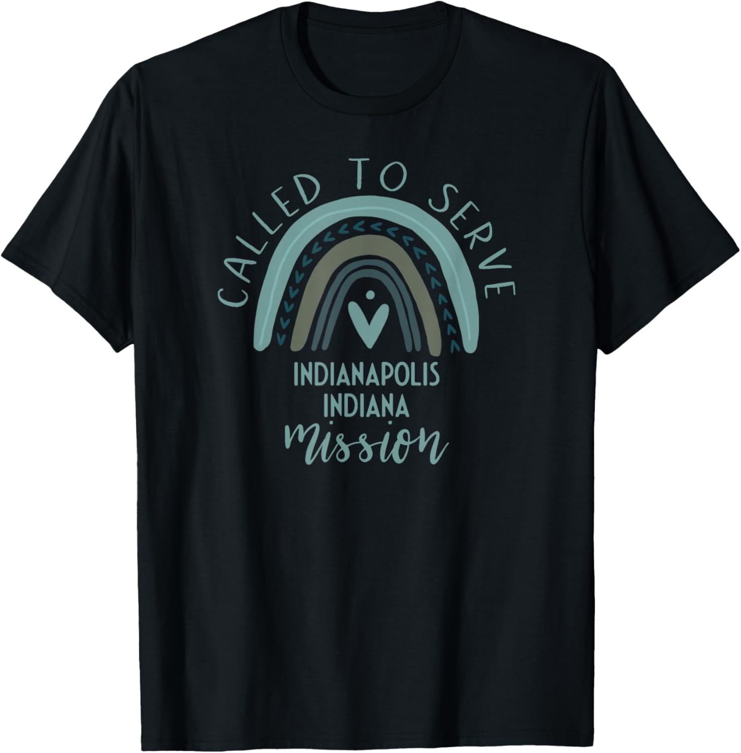 Called To Serve Boho Rainbow Indianapolis Indiana Mission T-Shirt - T-Shirt | Black