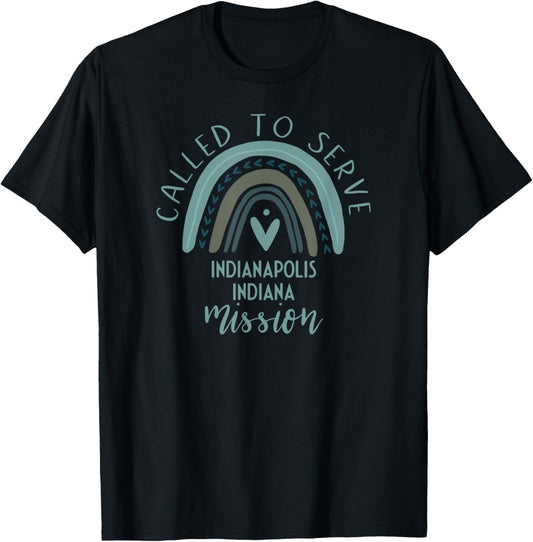 Called To Serve Boho Rainbow Indianapolis Indiana Mission T-Shirt - T-Shirt | Black