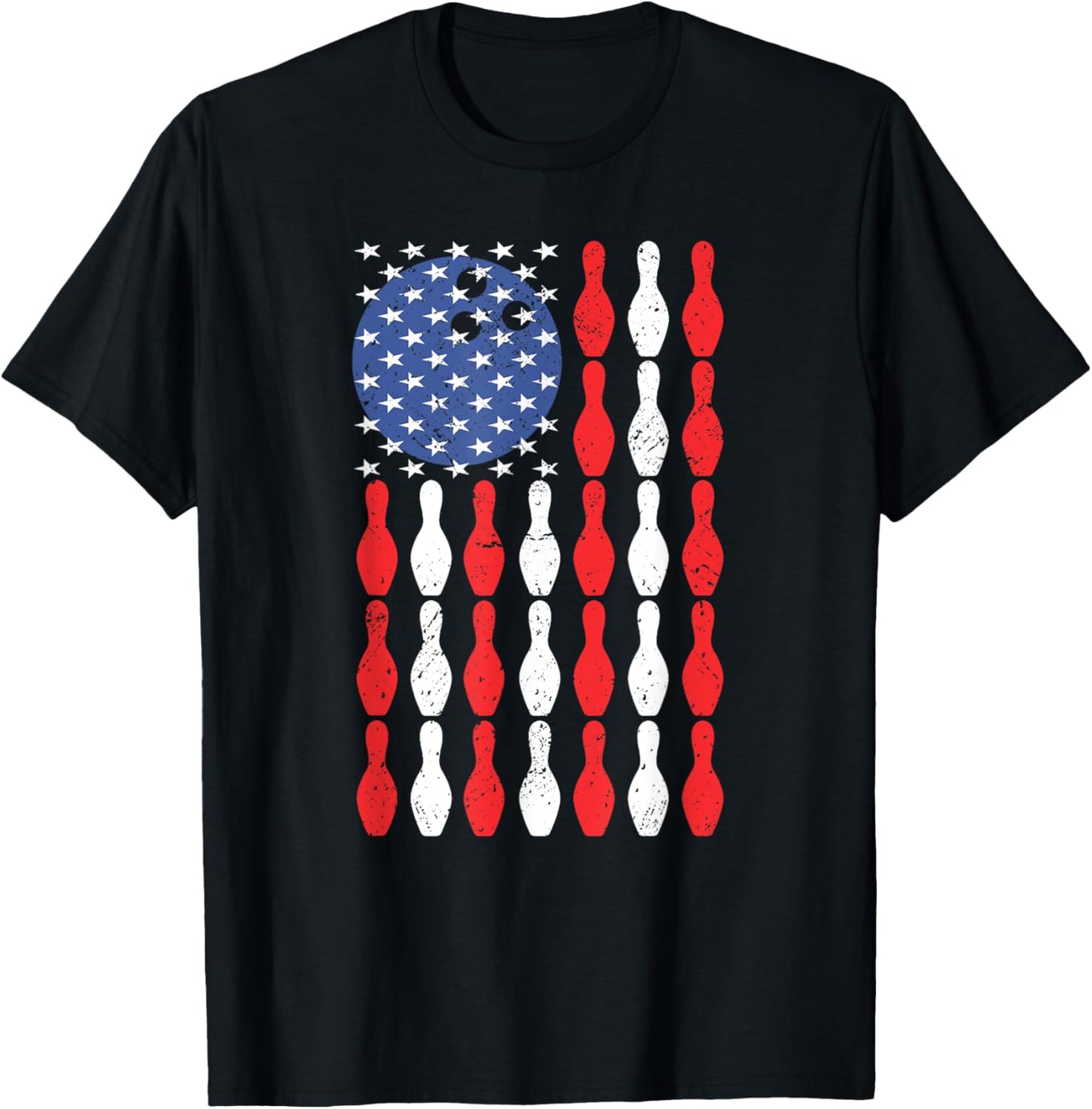 Patriotic USA Bowler Player Lover Team American Flag Bowling Kids Men T-Shirt - T-Shirt | Black