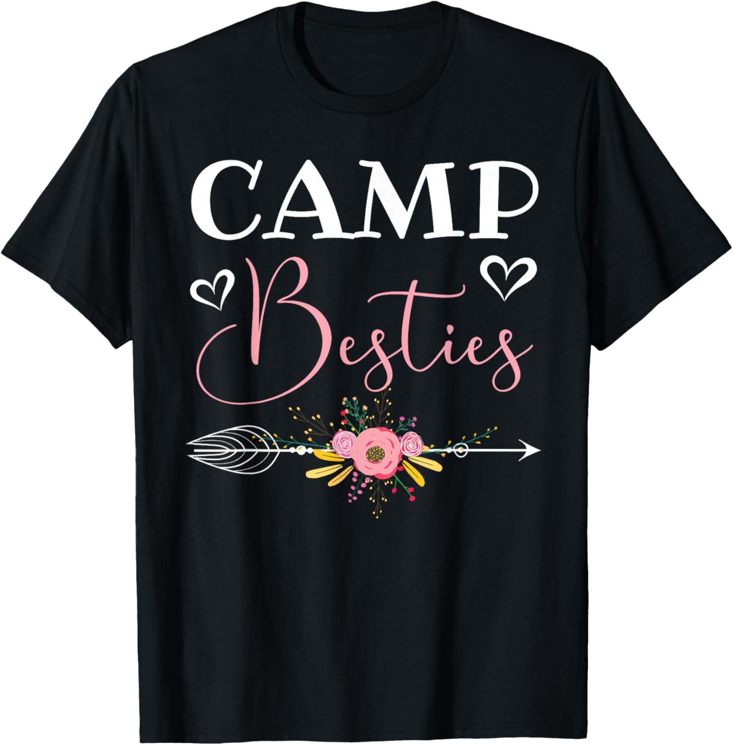Camp Besties Love Pink Best Friend T-Shirt - T-Shirt | Black