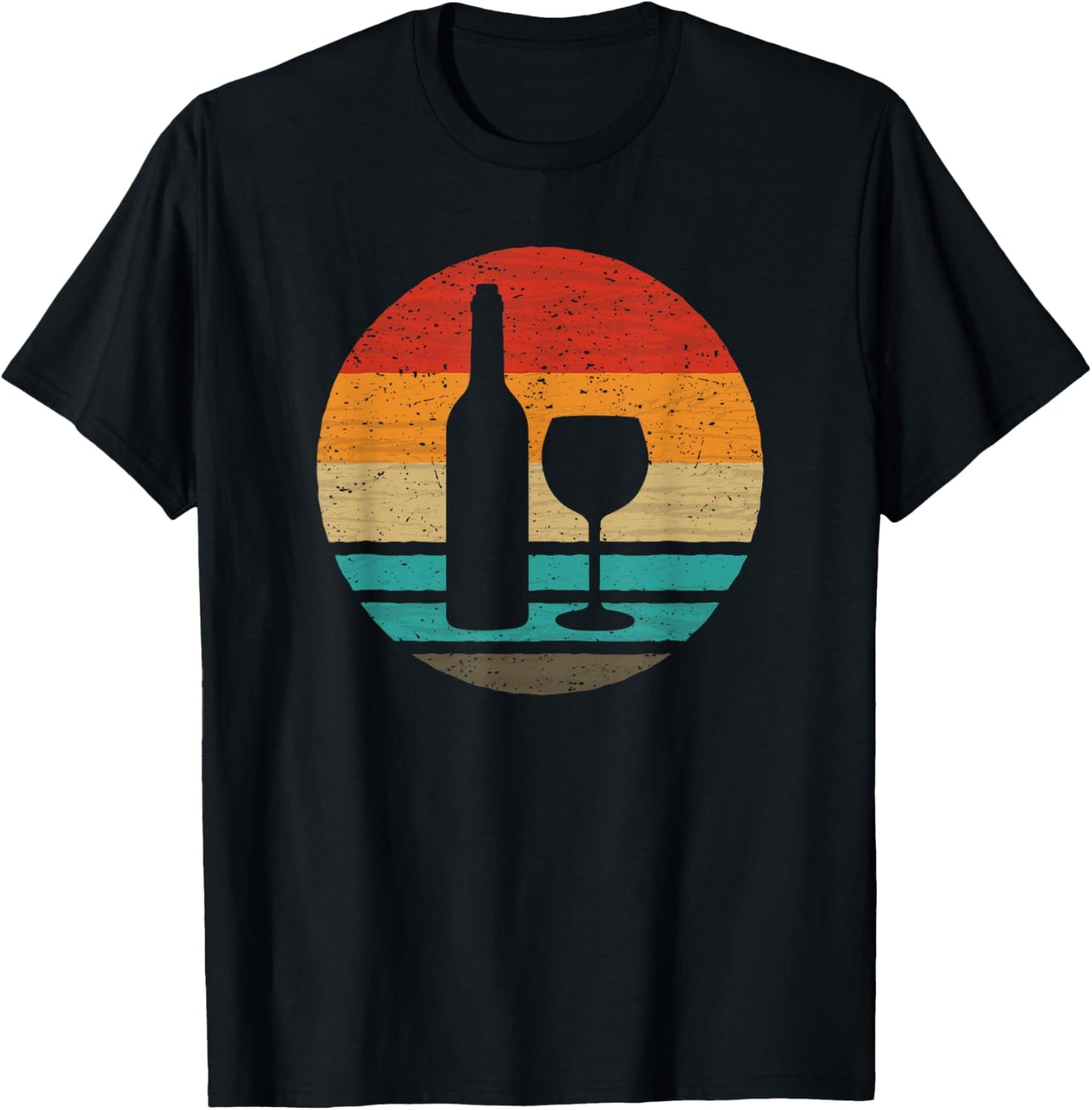 Wine Bottle Glass Retro Style Vintage T-Shirt - T-Shirt | Black