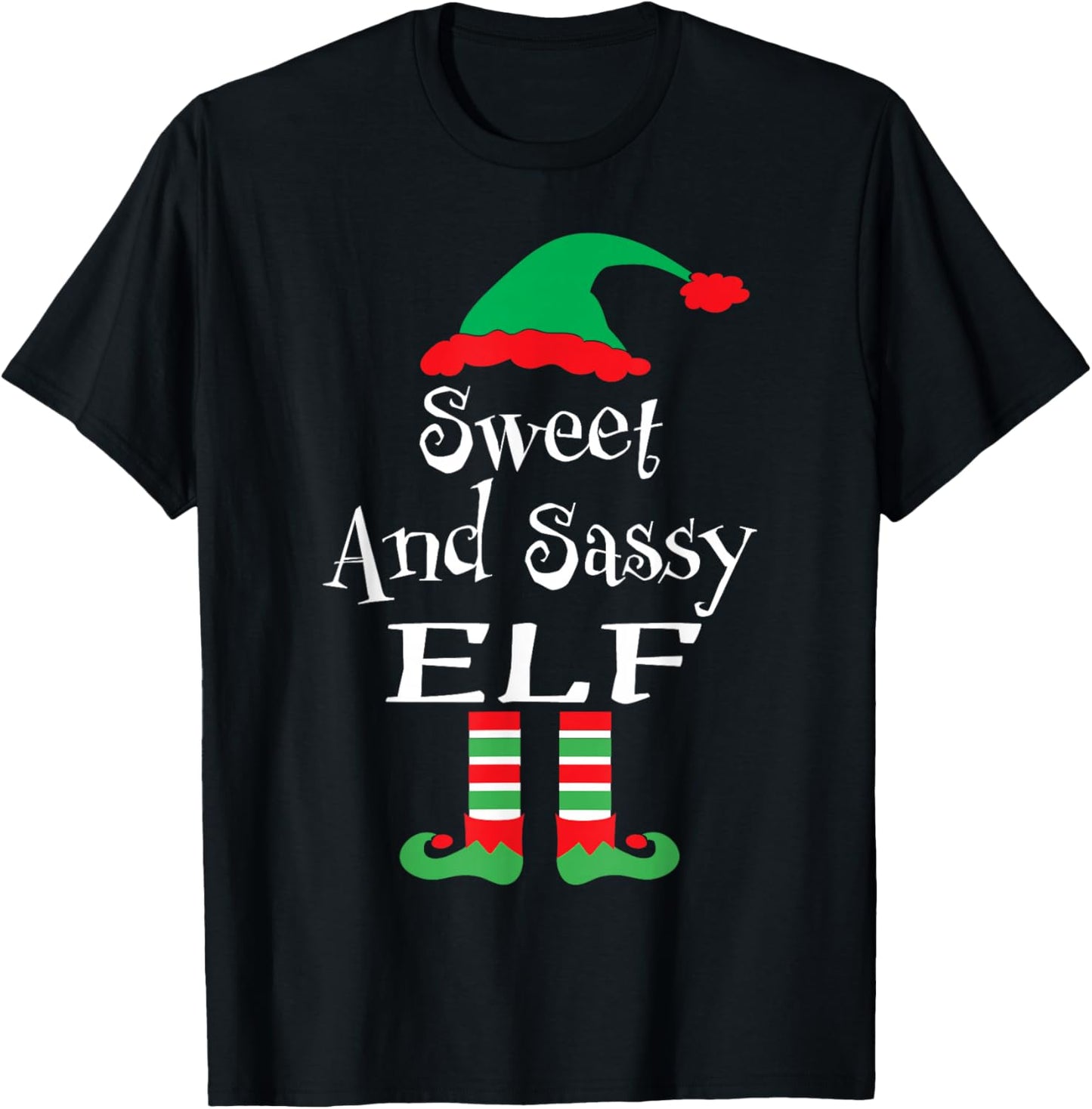 Funny Sweet and Sassy Elf Shirt Xmas Family Matching Youth T-Shirt - T-Shirt | Black