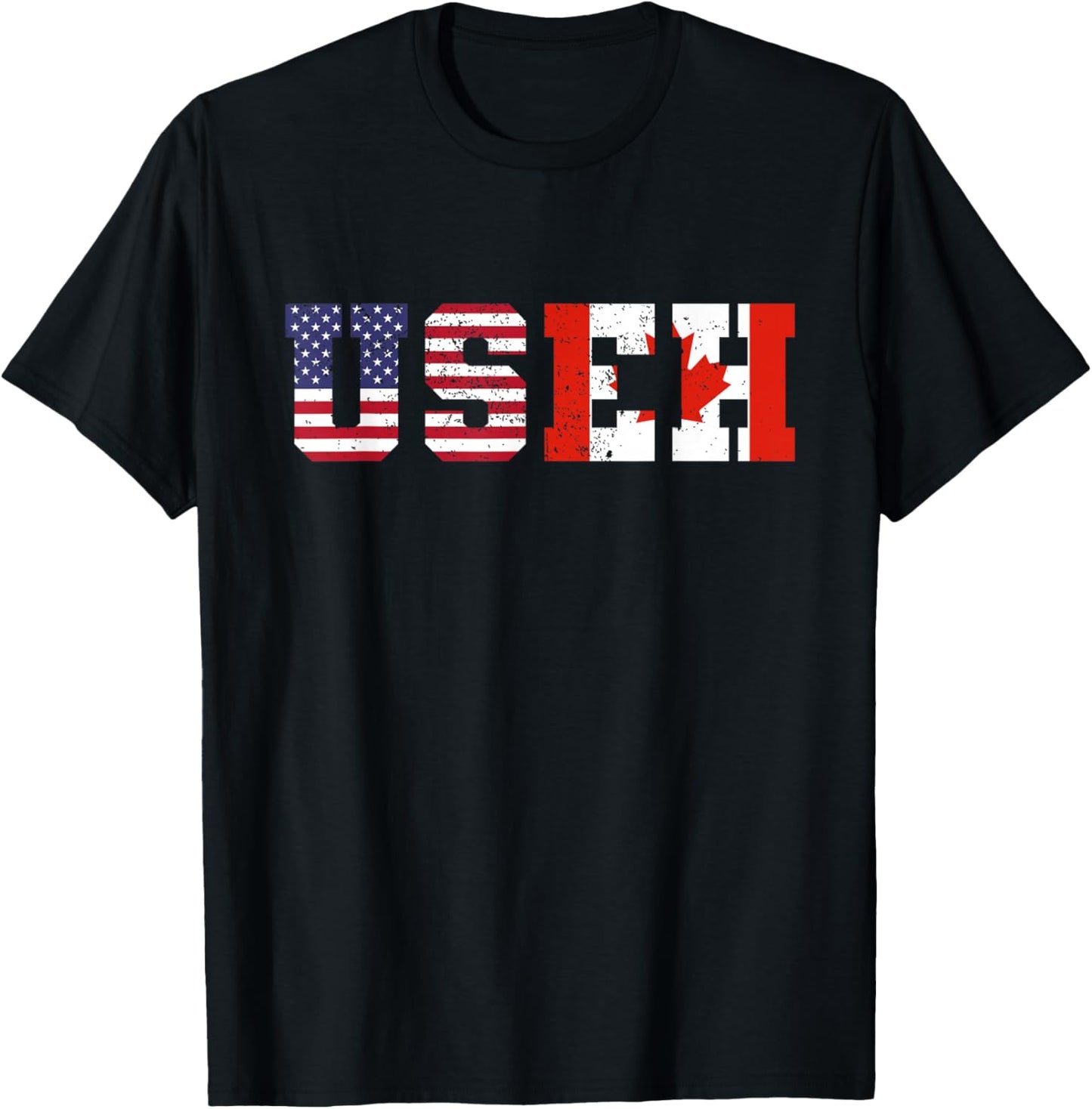 Vintage USA Canada USEH Happy Canada Day 4th Of July T-Shirt - T-Shirt | Black