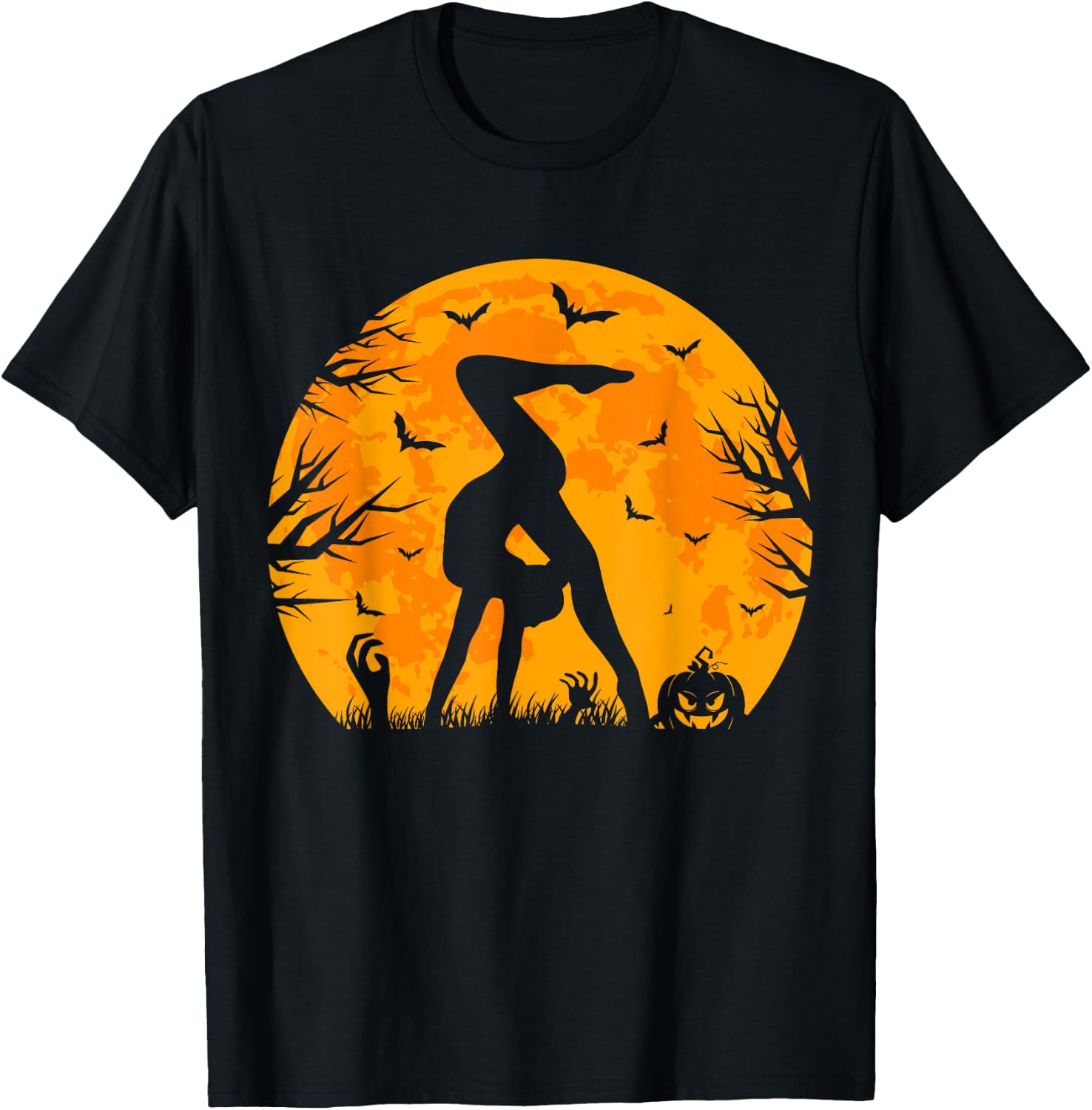Gymnastics Halloween Spooky Halloween Gymnastics T-Shirt - T-Shirt | Black
