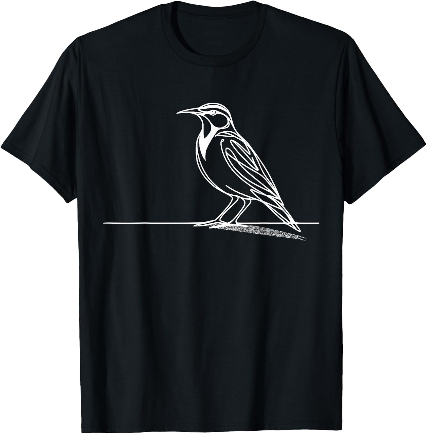 Eastern Meadowlark Line Art Birdwatcher T-Shirt - T-Shirt | Black