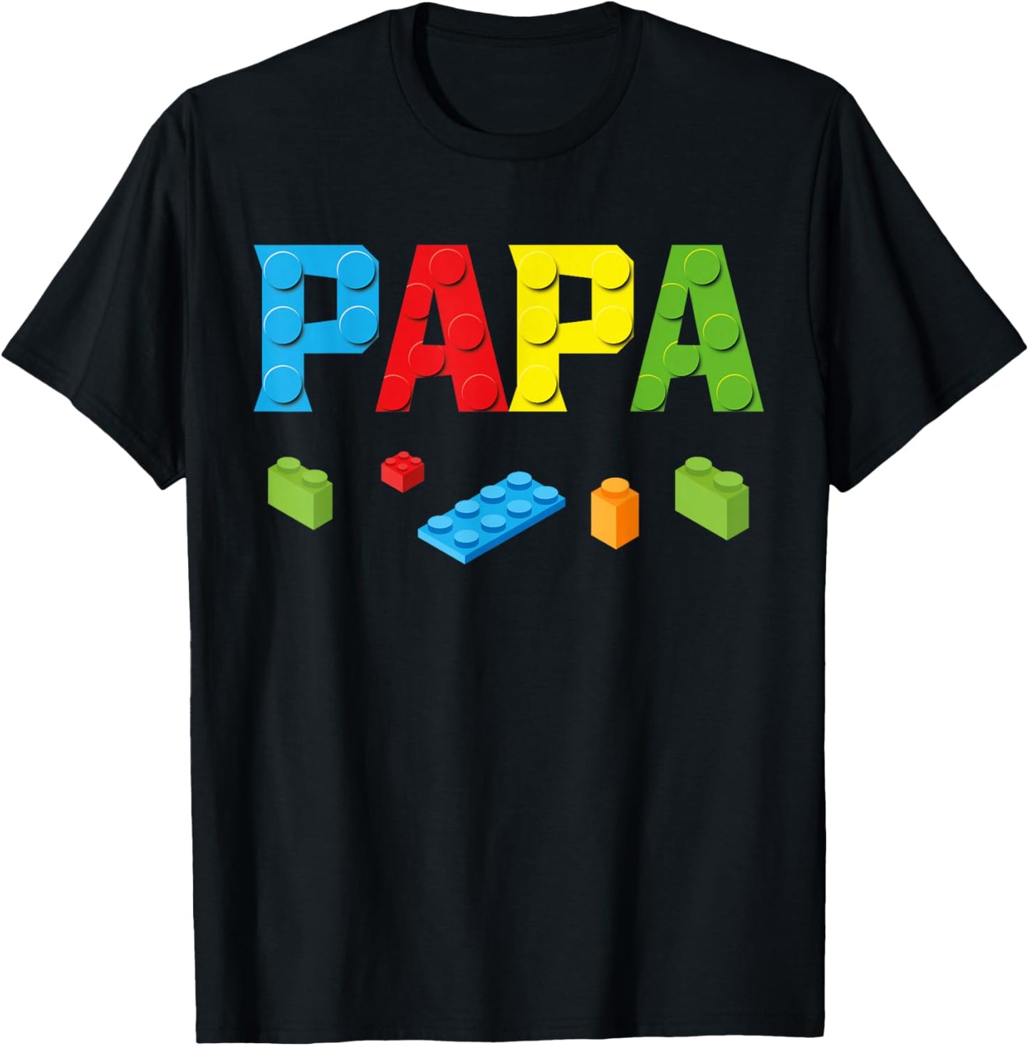 Papa Master Builder Building Bricks Blocks Family Set Parent T-Shirt - T-Shirt | Black