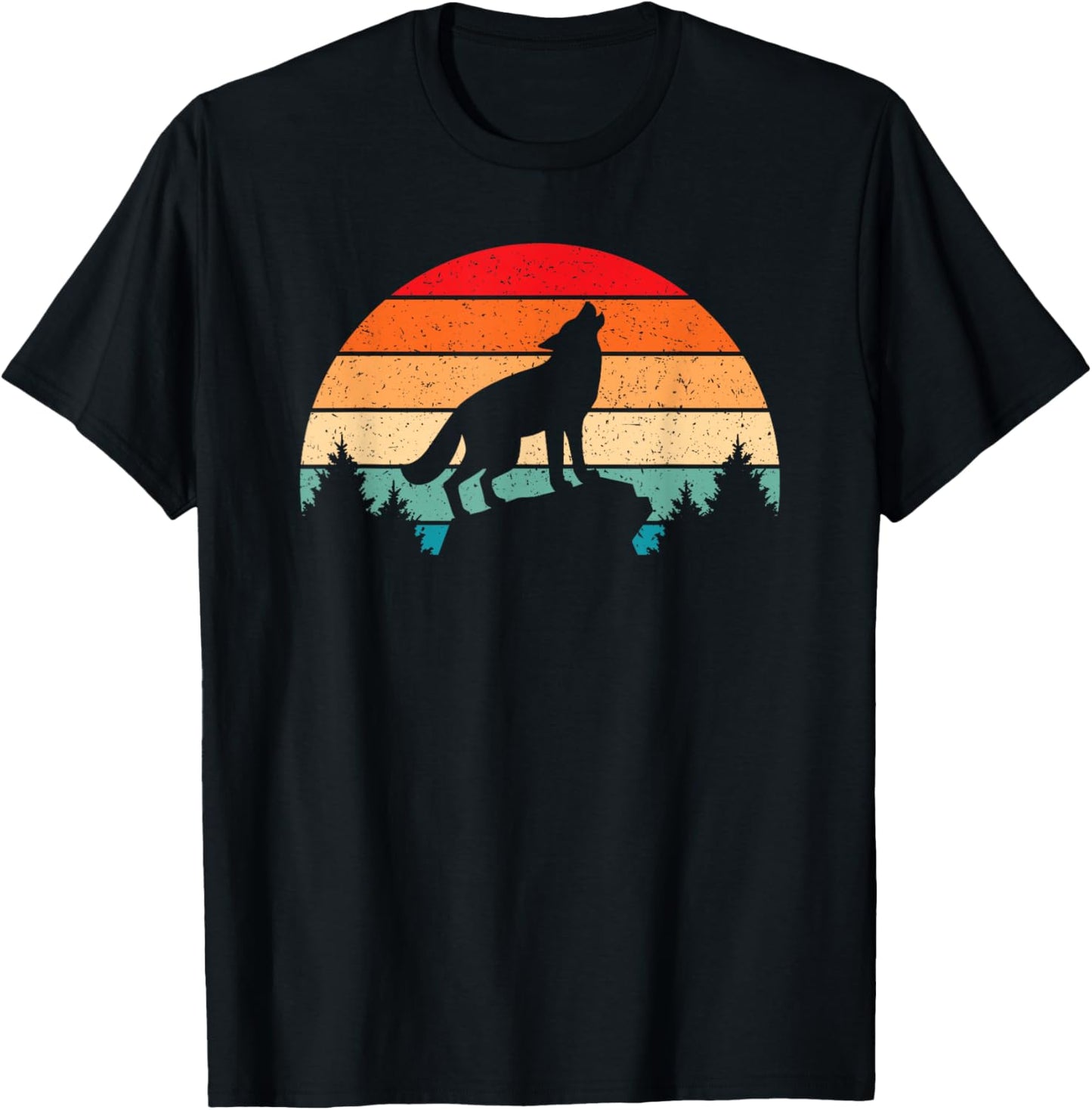 Wolf Retro Vintage Wild Animal Women Men T-Shirt - T-Shirt | Black