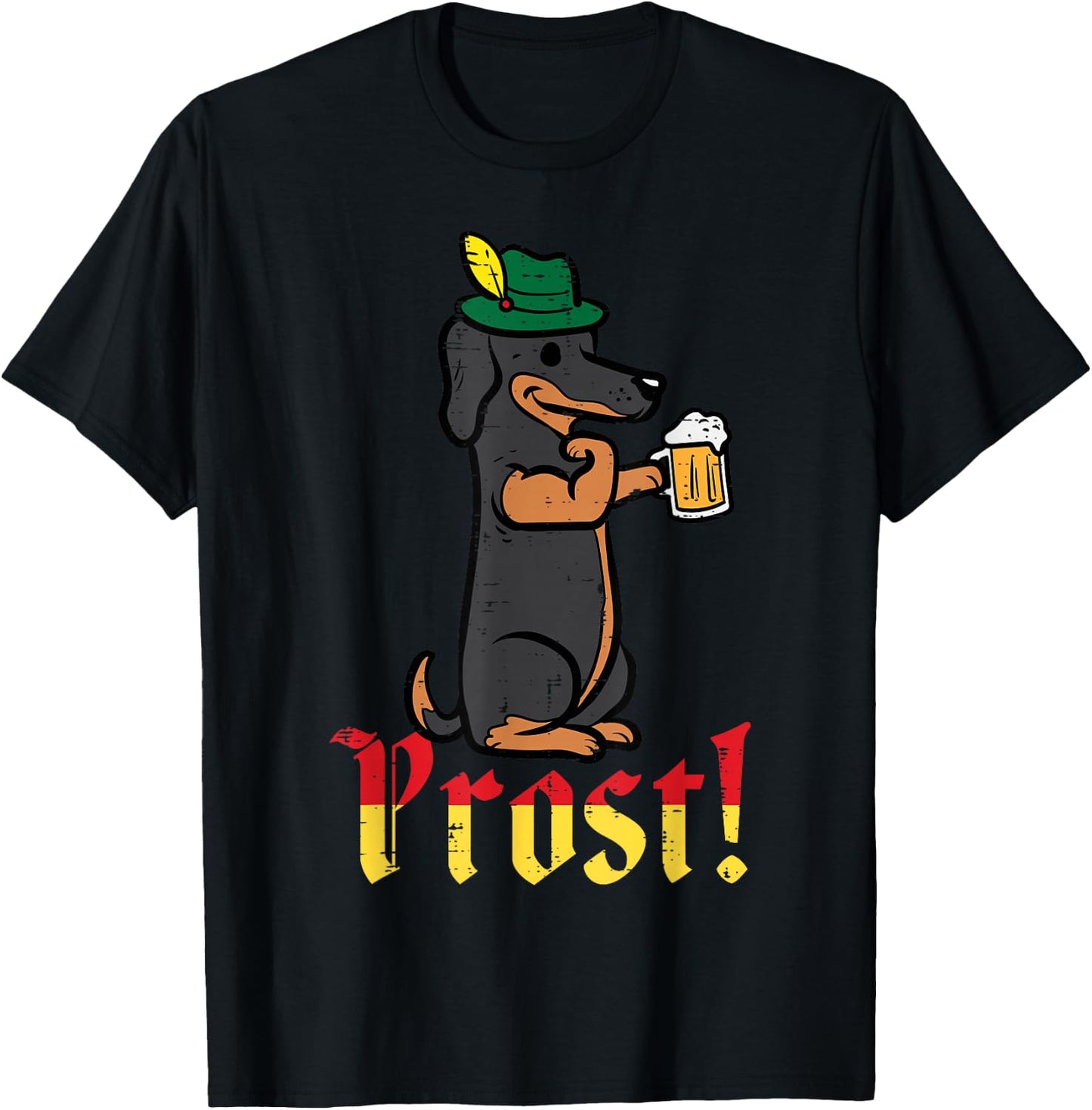 Oktoberfest Dog Dachshund Prost Wiener German Dad Men Women T-Shirt - T-Shirt | Black