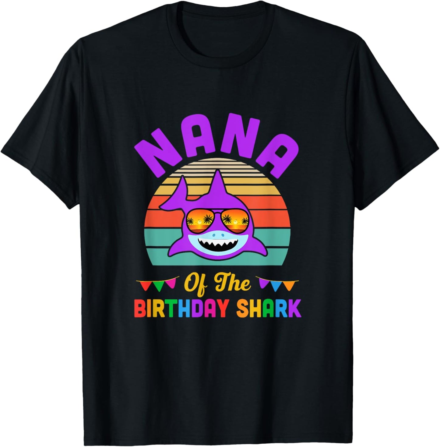 Nana Of The Shark Birthday Grandma Matching Family T-Shirt - T-Shirt | Black