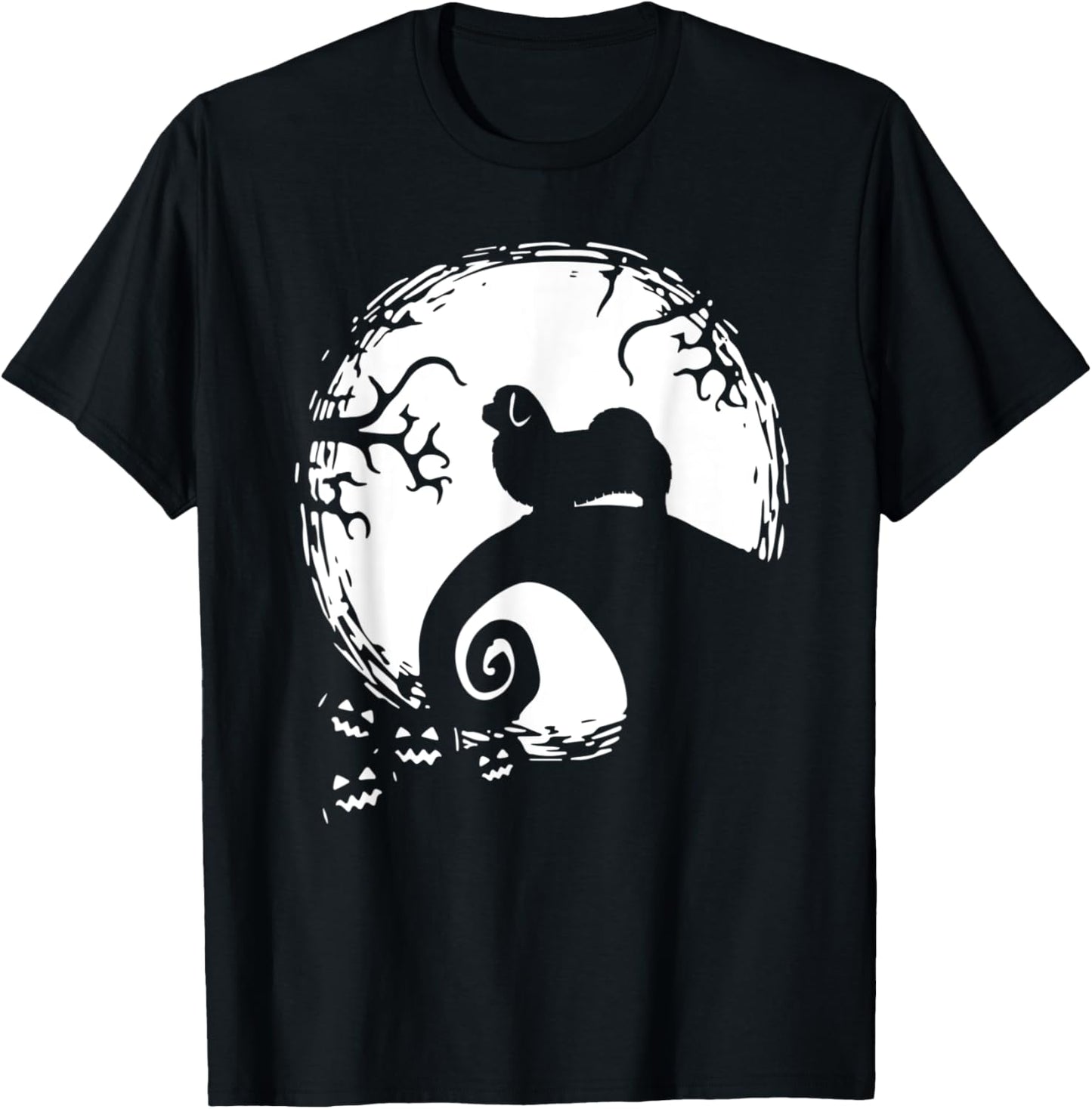 Tibetan spaniel And Moon Halloween T-Shirt - T-Shirt | Black
