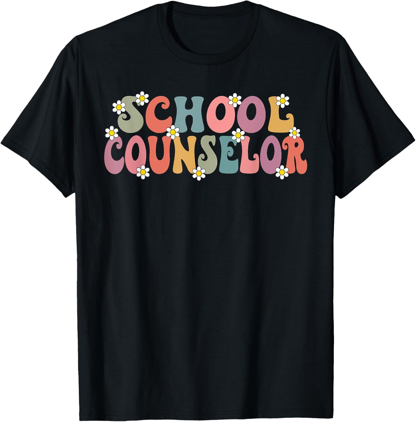 Groovy School Counselor Back To School Teacher Counseling T-Shirt - T-Shirt | Black