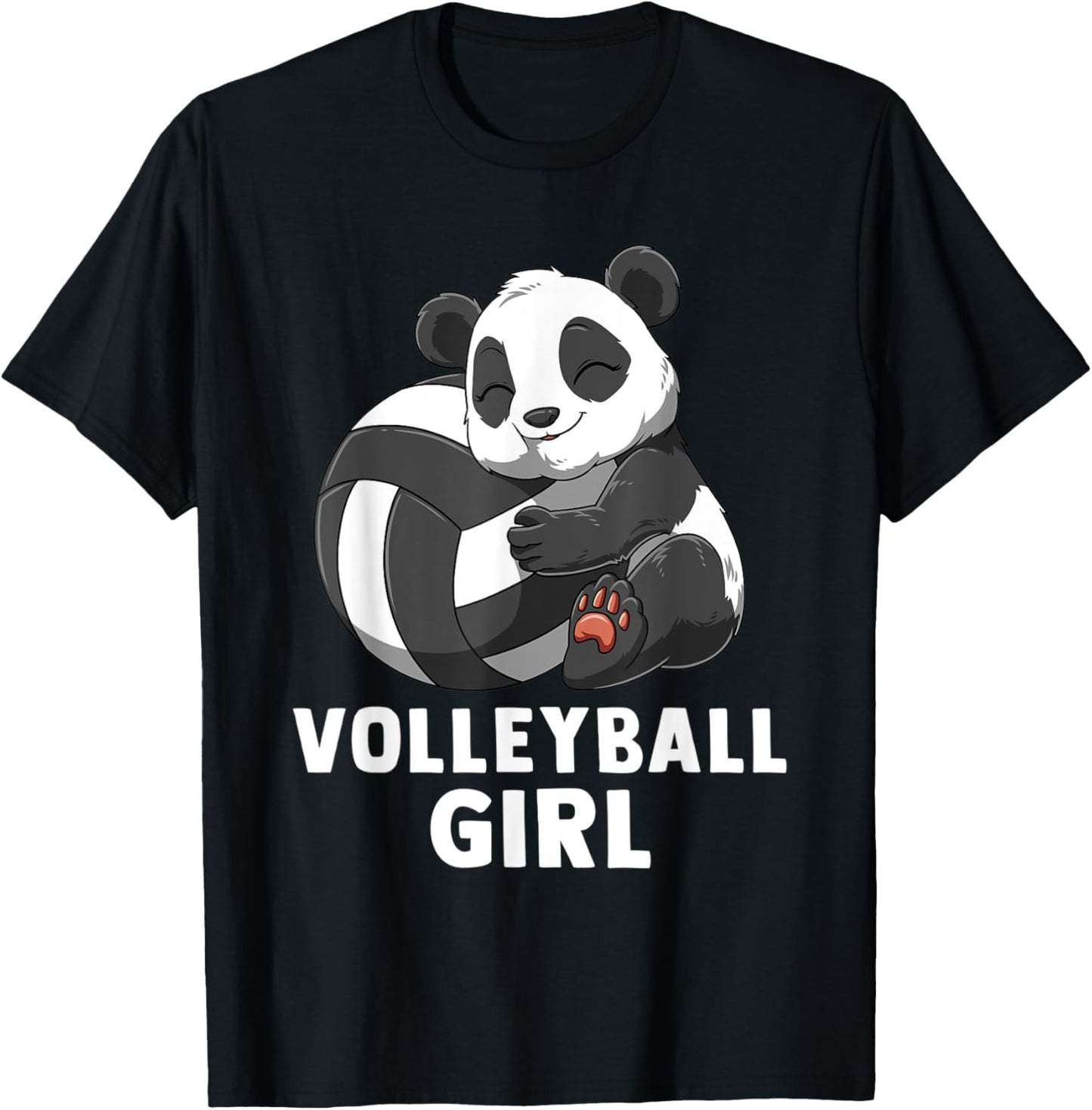Volleyball Panda Girl T-Shirt - T-Shirt | Black