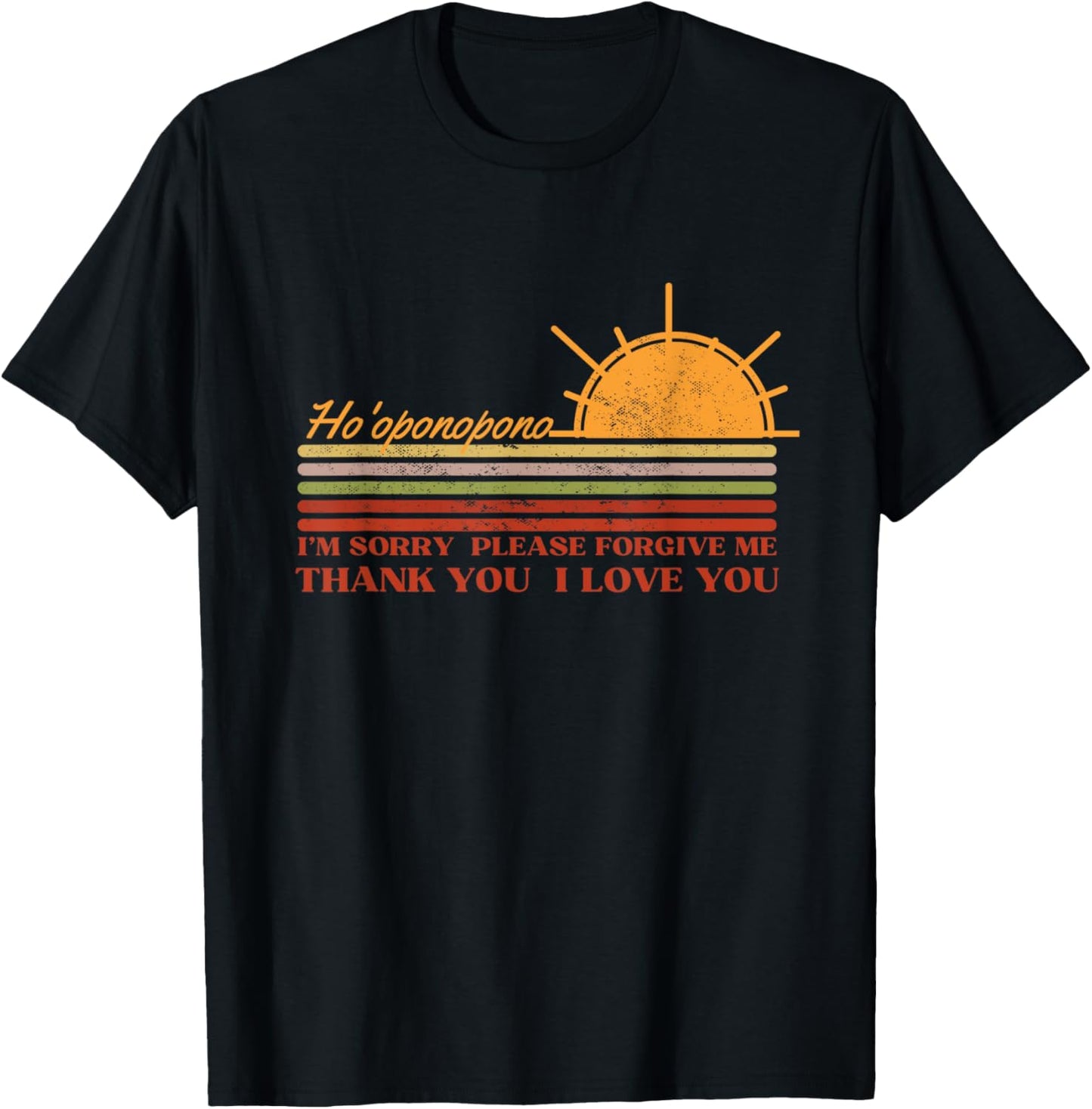 Ho'oponopono Hawaiian Prayer Meditations Yoga Sun Graphic T-Shirt - T-Shirt | Black