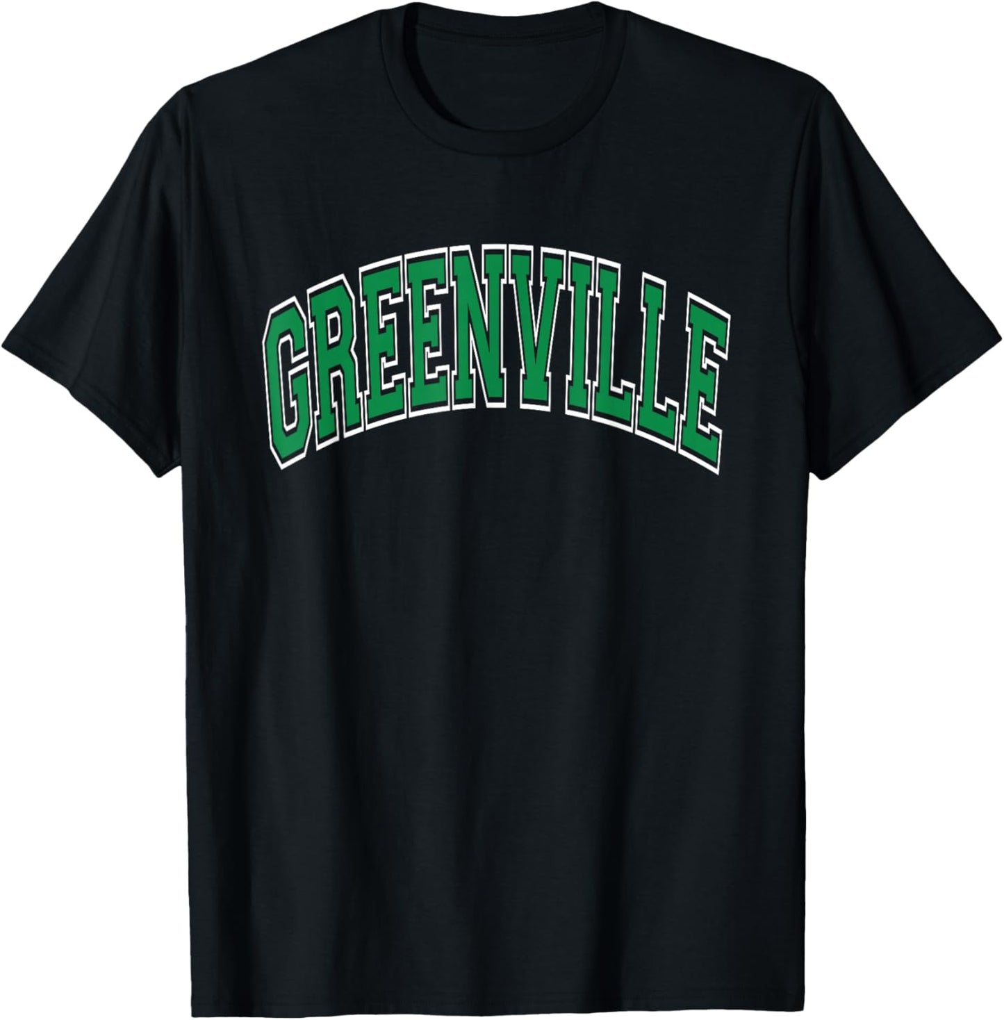 Greenville Arched Green Text T-Shirt - T-Shirt | Black