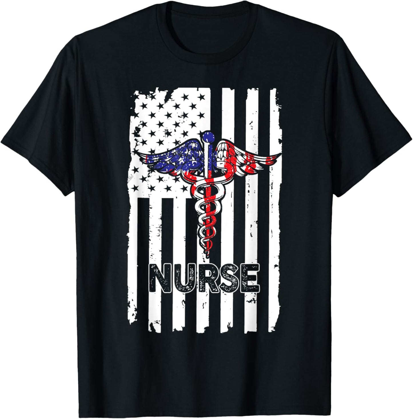 Nurse 365 Nurse American US Flag T-Shirt - T-Shirt | Black