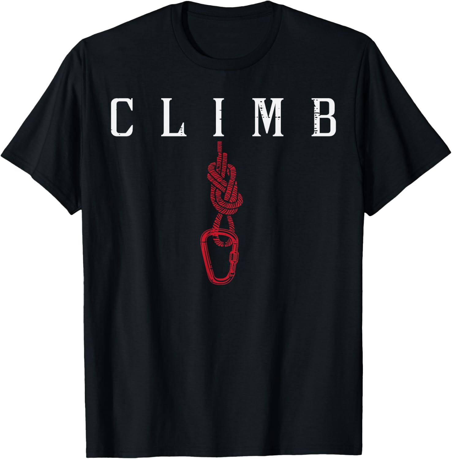 Climb Rope Carabiner Rock Climbing Climber Men Women Kids T-Shirt - T-Shirt | Black