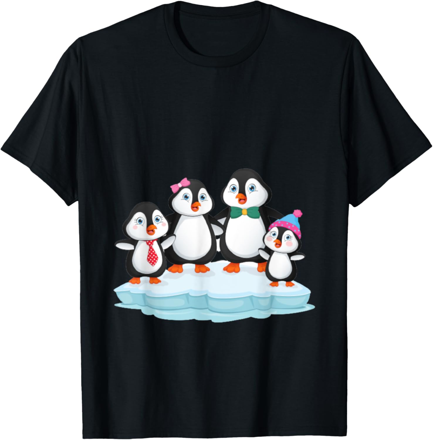 Penguin Family Love Gift Christmas Birthday T-Shirt - T-Shirt | Black