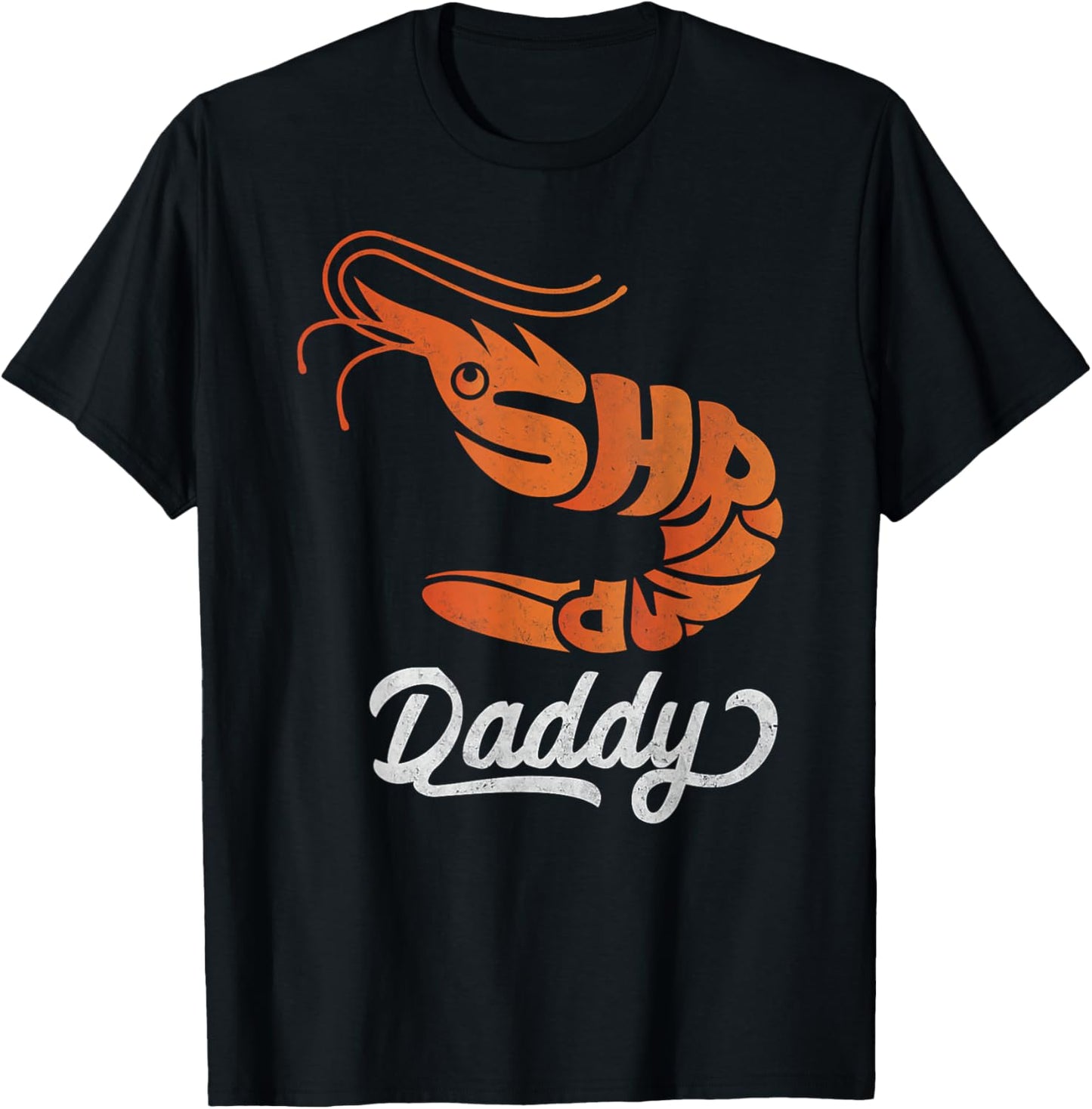 Shrimp Daddy Retro Vintage Orange Shrimp Aquarium Fish Prawn T-Shirt - T-Shirt | Black