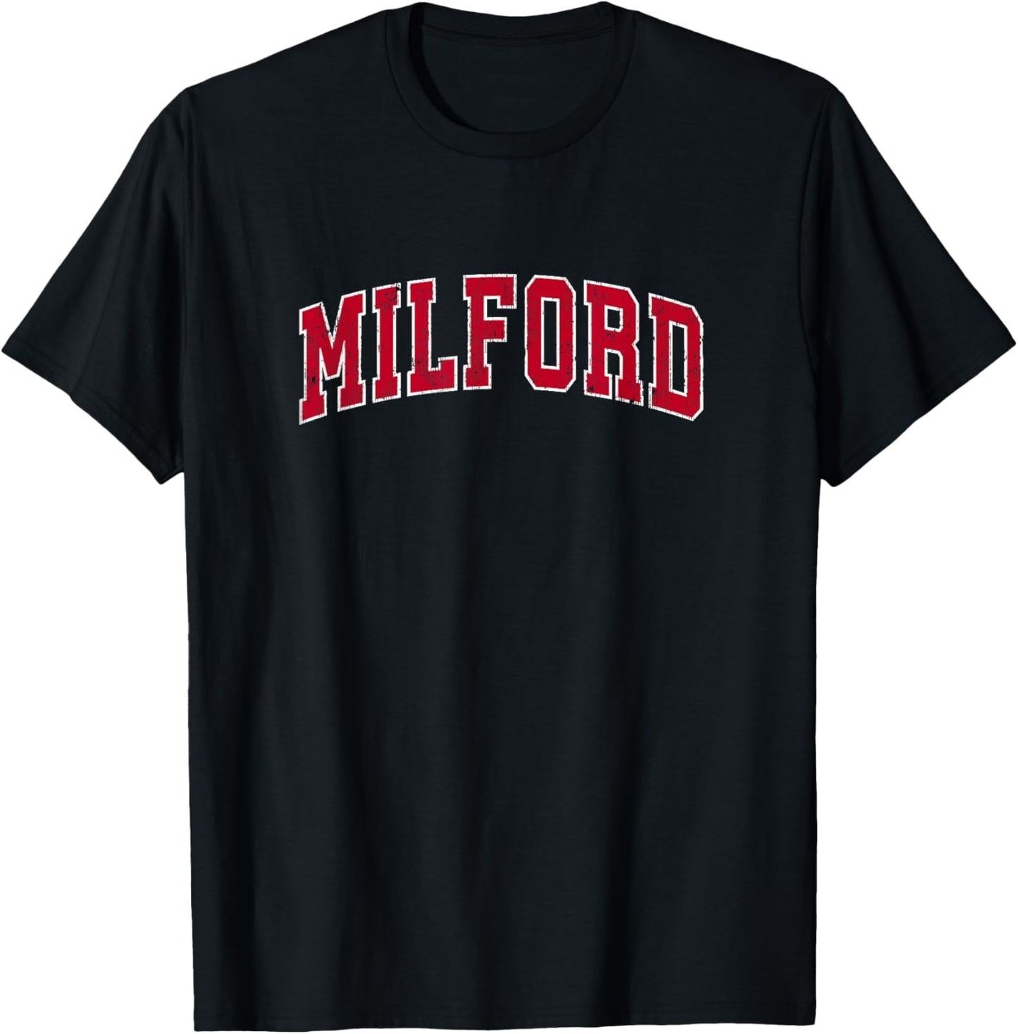Milford Massachusetts MA Vintage Sports Design Red Design T-Shirt - T-Shirt | Black
