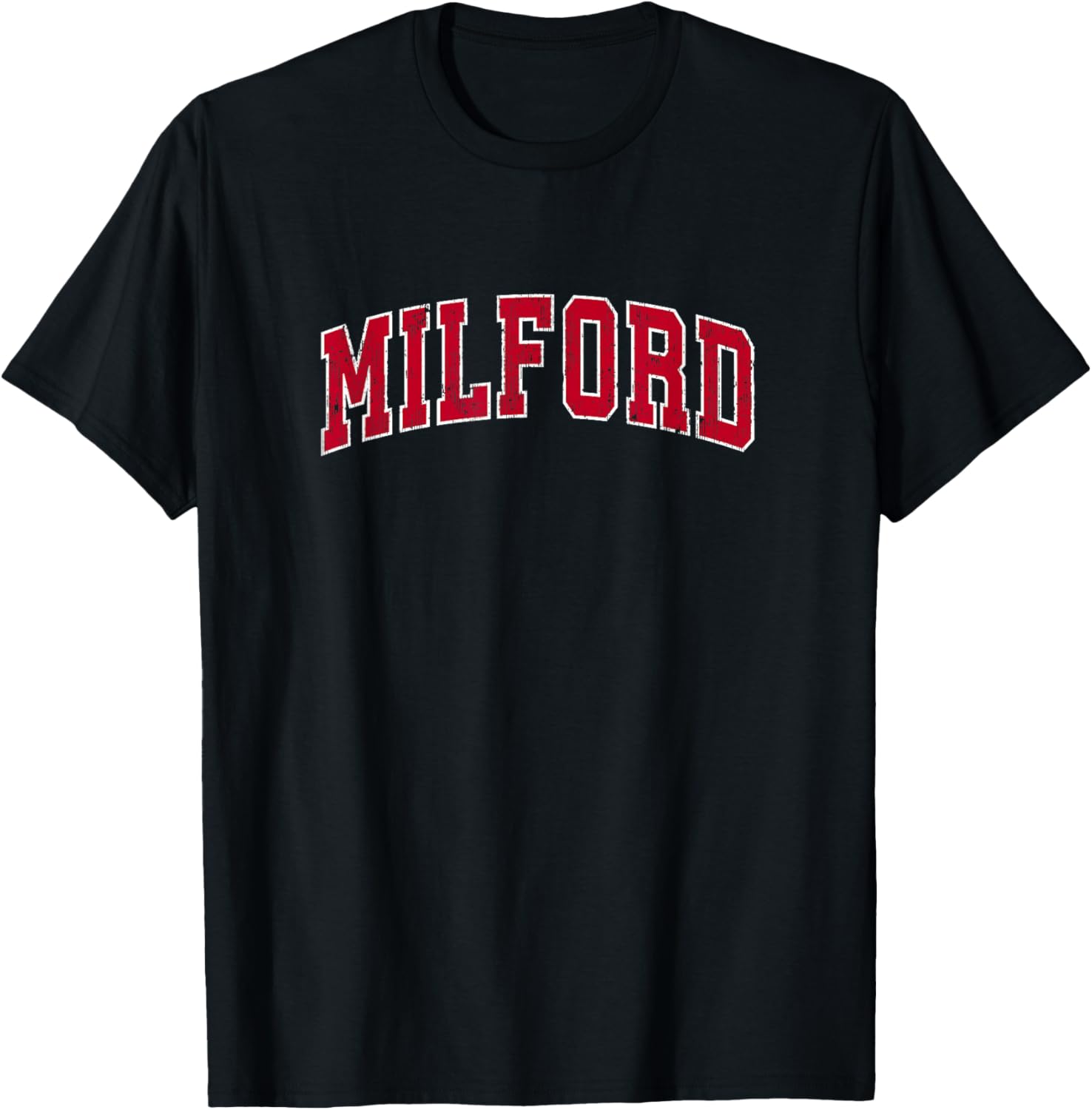 Milford Massachusetts MA Vintage Sports Design Red Design T-Shirt - T-Shirt | Black