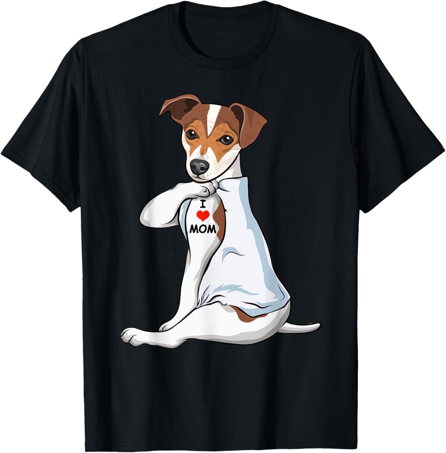 I Love Mom Tattoo Jack Russell Terrier Mom Dog Lover Women T-Shirt - T-Shirt | Black