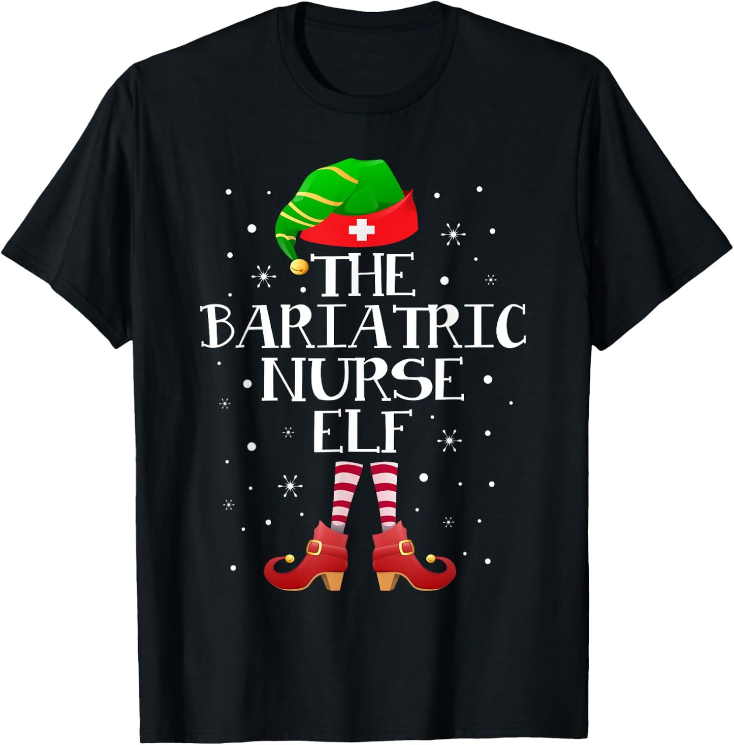 The Bariatric Nurse Elf Funny Bariatric Nurse Christmas Elf T-Shirt - T-Shirt | Black