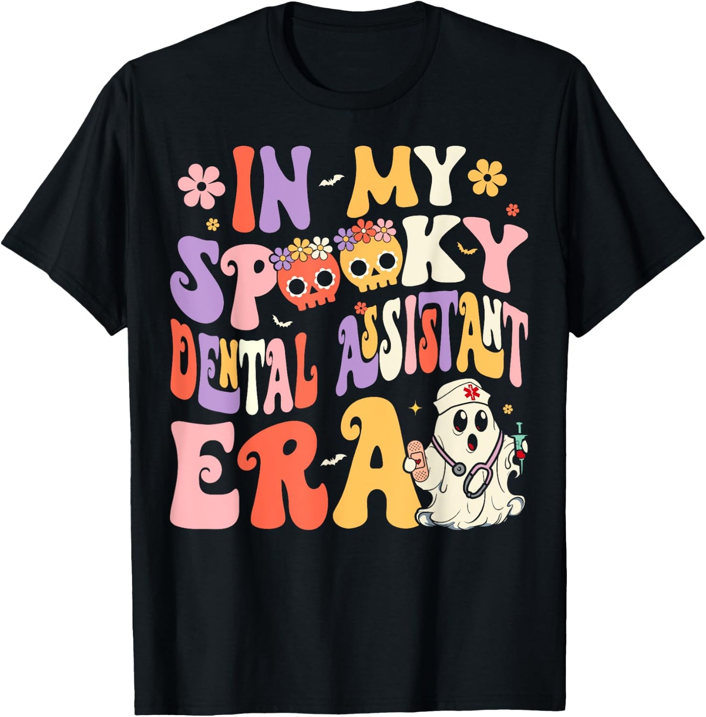In My Spooky Dental Assistant Era Groovy Ghost Halloween T-Shirt - T-Shirt | Black