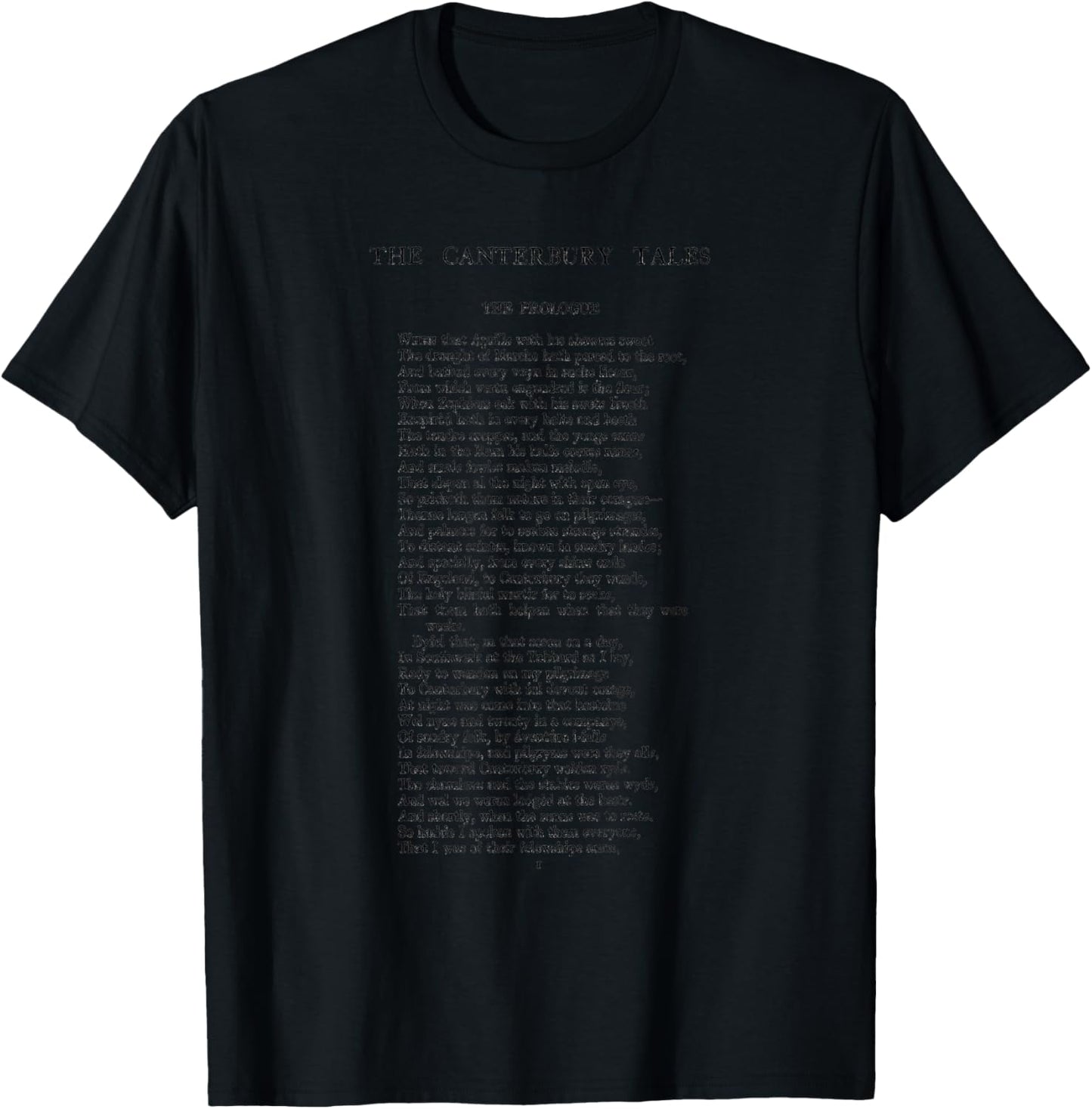 The Canterbury Tales Geoffrey Chaucer First Page T-Shirt - T-Shirt | Black