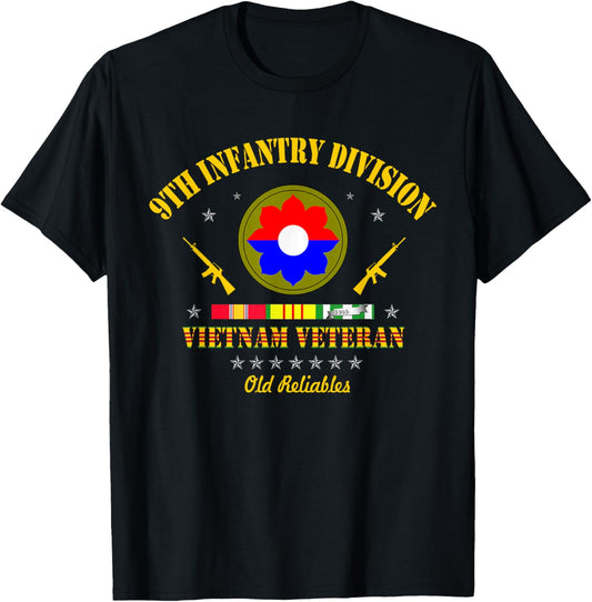 9th Infantry Division Vietnam Veteran Old Reliables Veteran T-Shirt - T-Shirt | Black