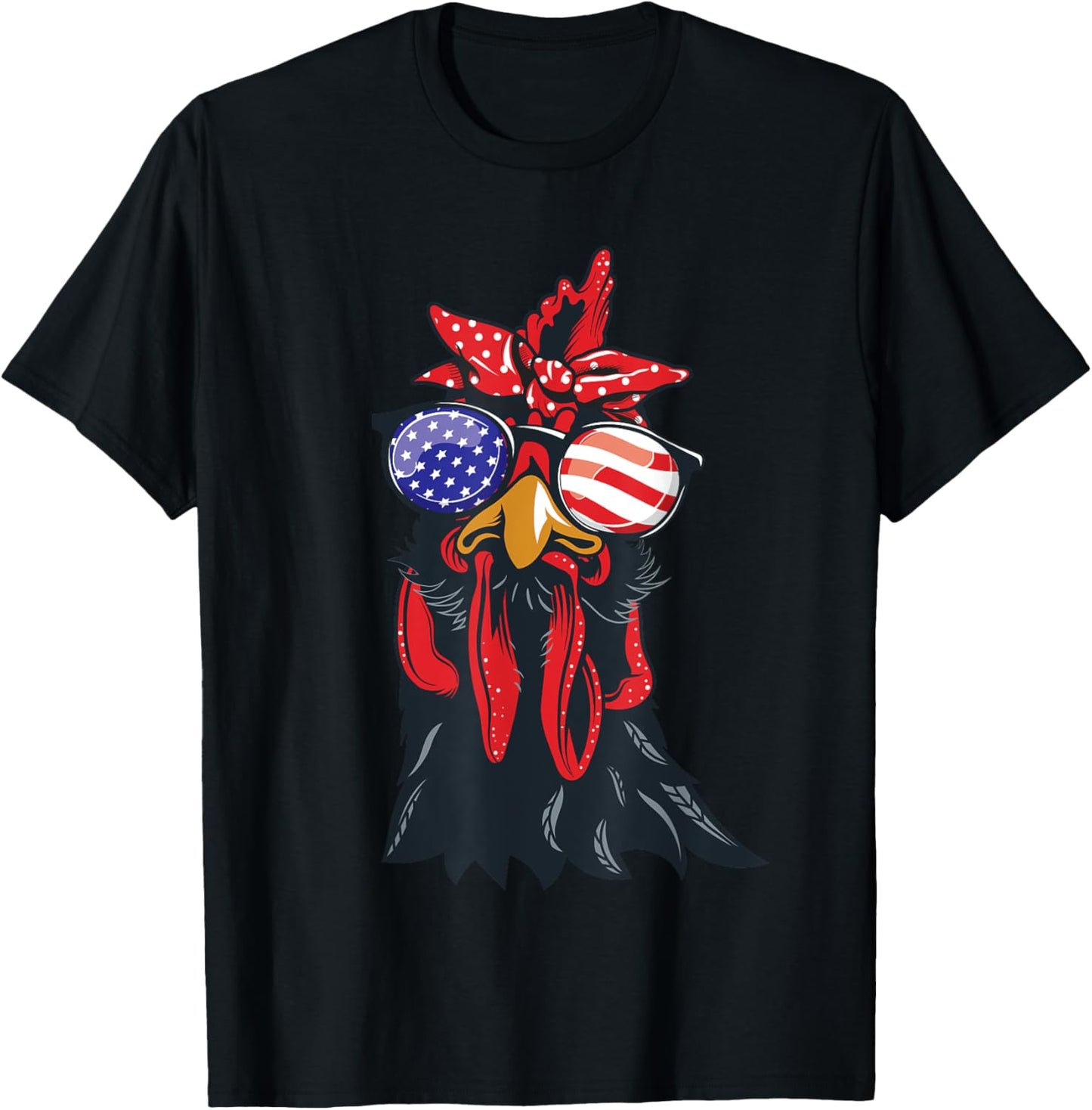 Chicken 4th of July Shirt Chicken-Lover American USA Flag T-Shirt - T-Shirt | Black