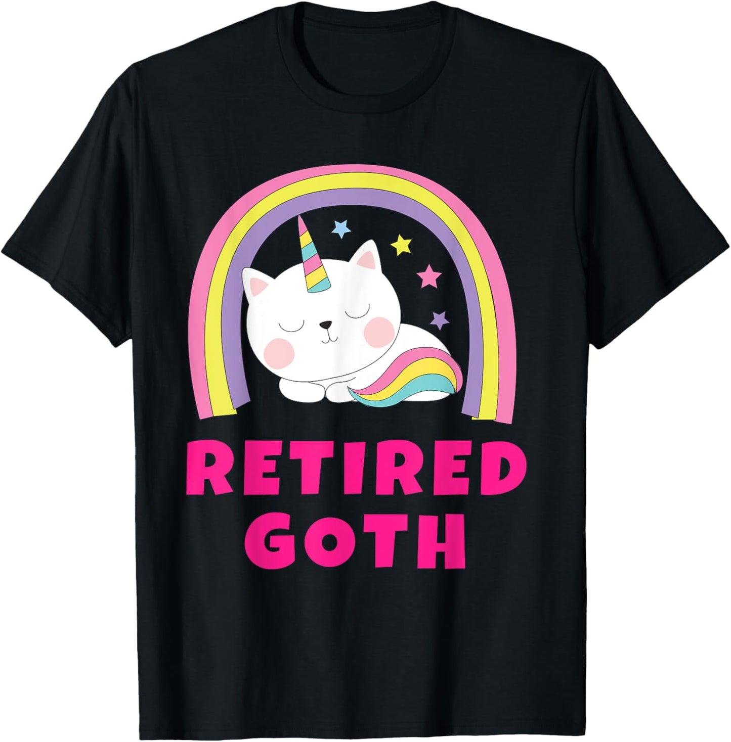 Retired Goth Shirts | Retro Rainbow Funny Sarcastic Ex Goth T-Shirt - T-Shirt | Black