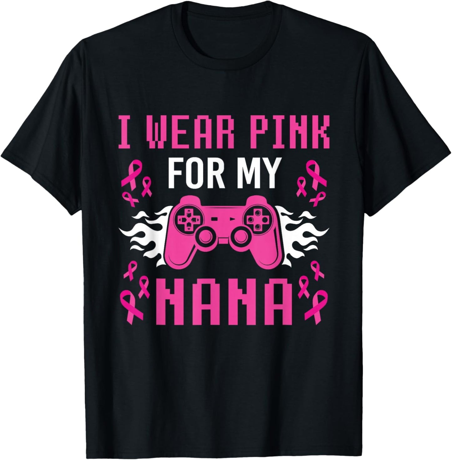 I Wear Pink For My Nana Breast Cancer Gaming Kids Boys Youth T-Shirt - T-Shirt | Black