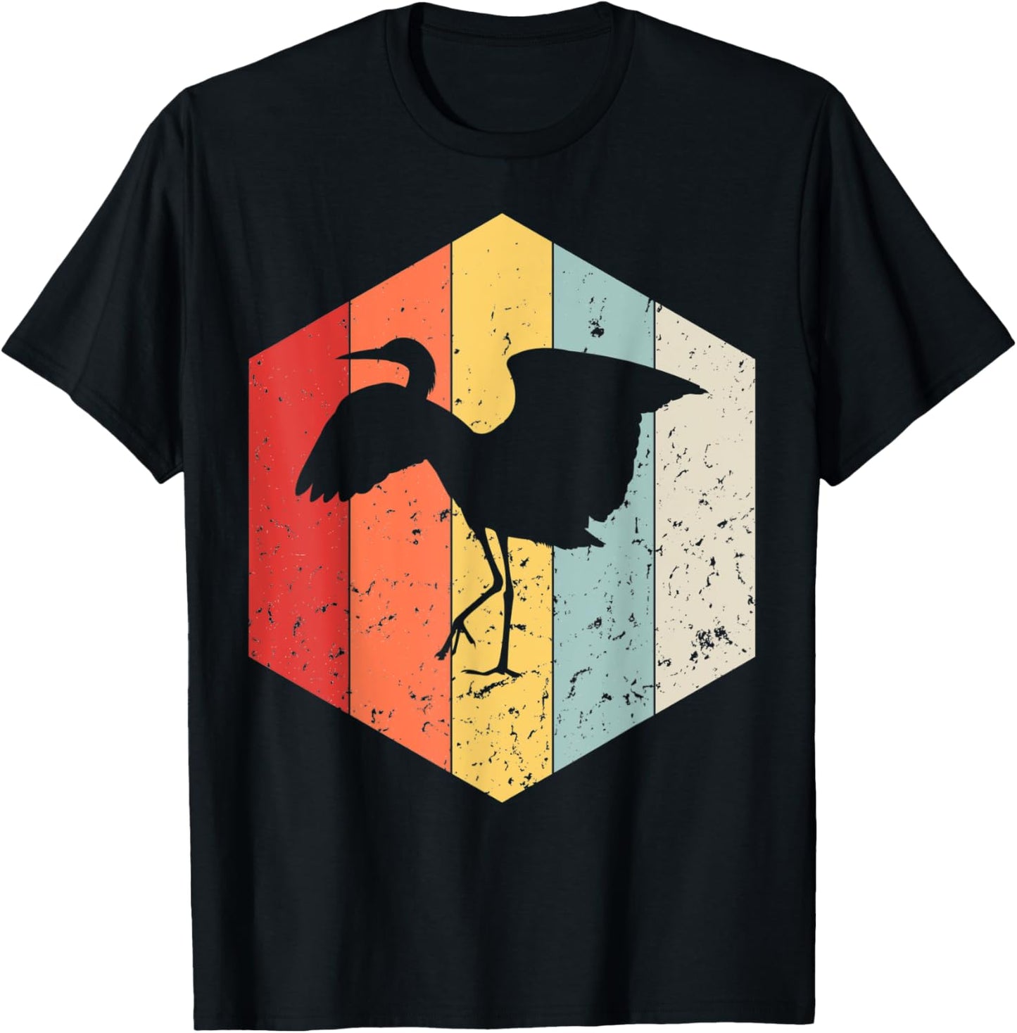Egret Gird Retro Vintage T-Shirt - T-Shirt | Black