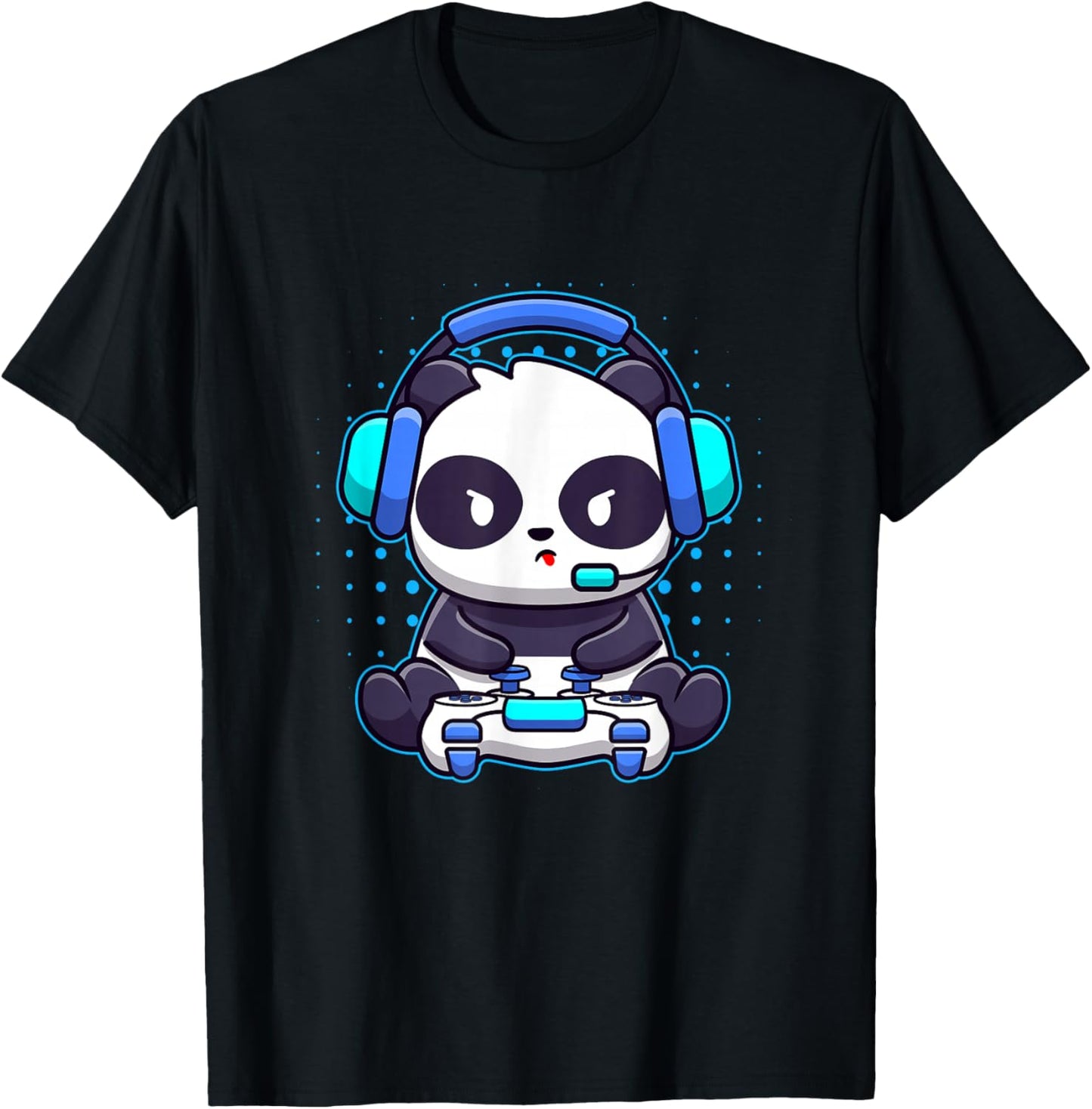 Gaming Panda Video-games Funny Gamer Player Animal Lover T-Shirt - T-Shirt | Black