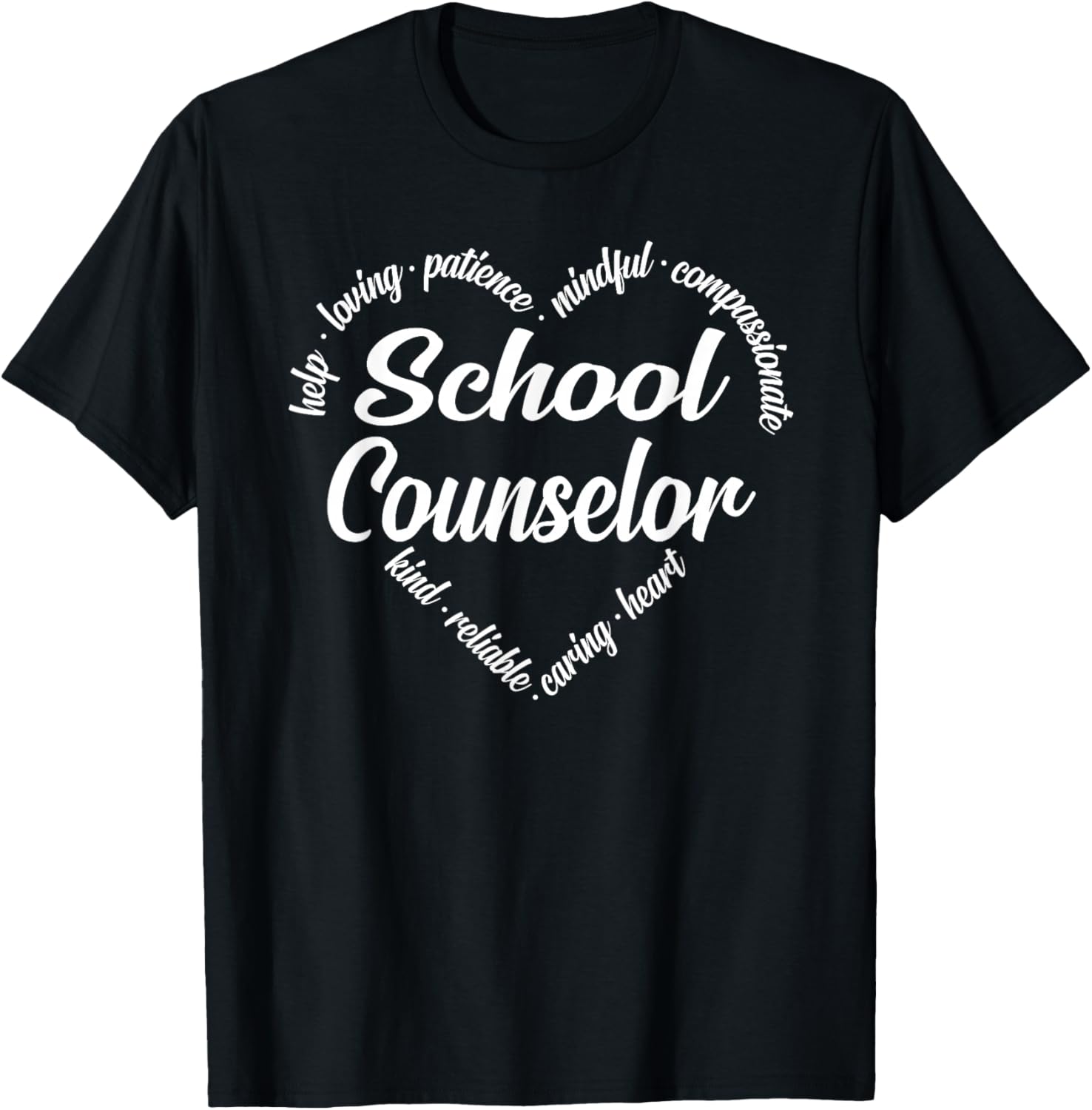 School Counselor Heart Word Cloud T-Shirt - T-Shirt | Black