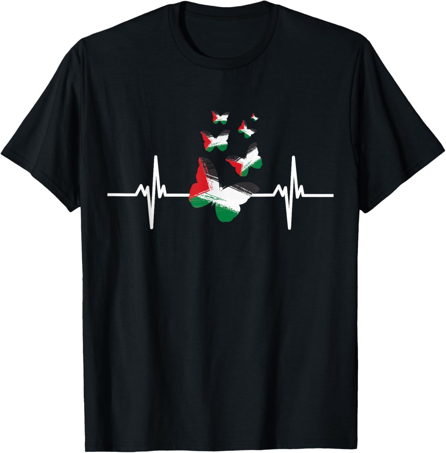Palestinians Girls Butterflies Palestine Map Colors T-Shirt - T-Shirt | Black
