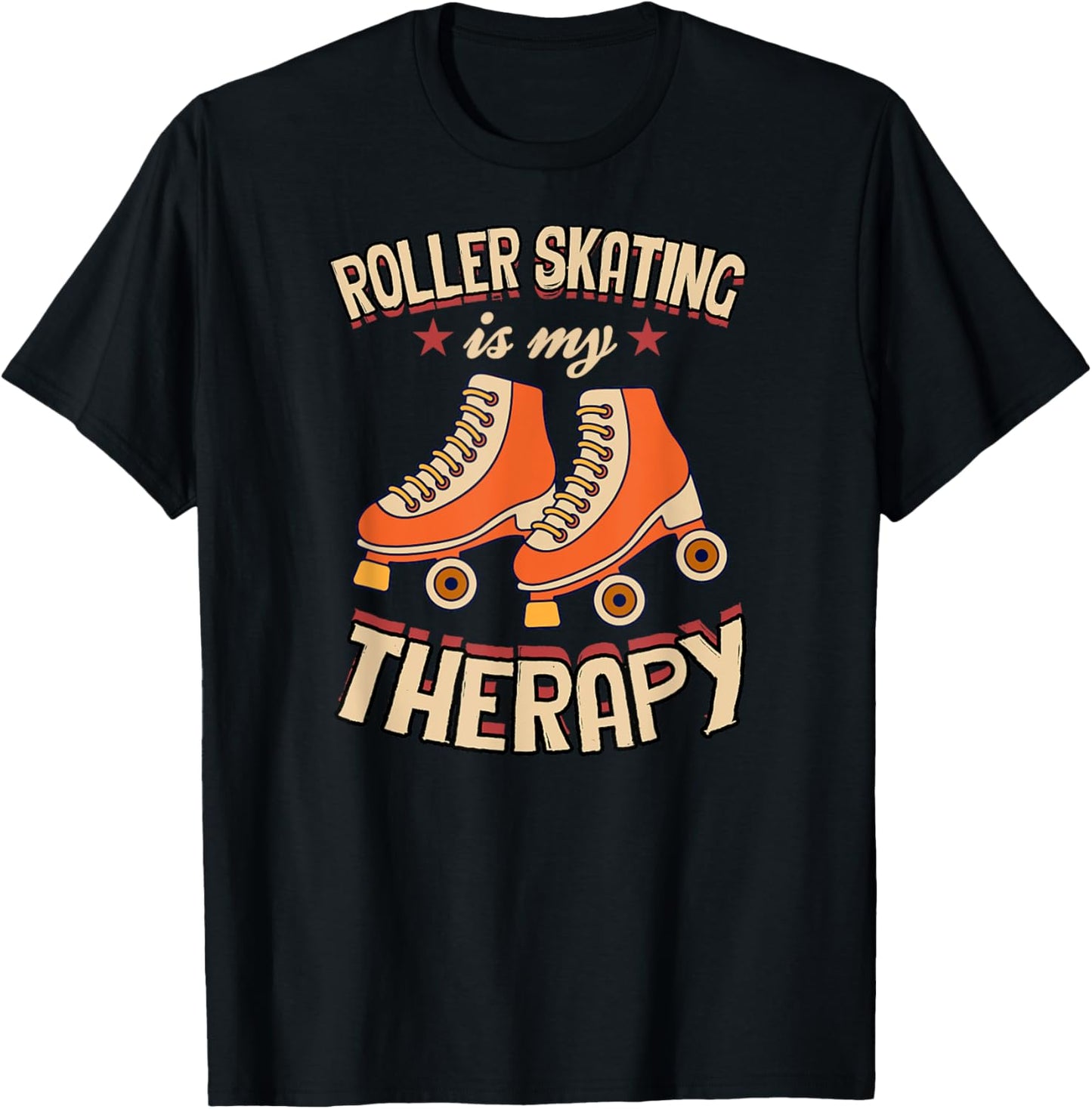 Roller Skating Is My Therapy T-Shirt - T-Shirt | Black
