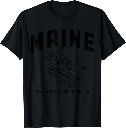 Maine Est. 1820 Lobster Vintage Pride T-Shirt - T-Shirt | Black