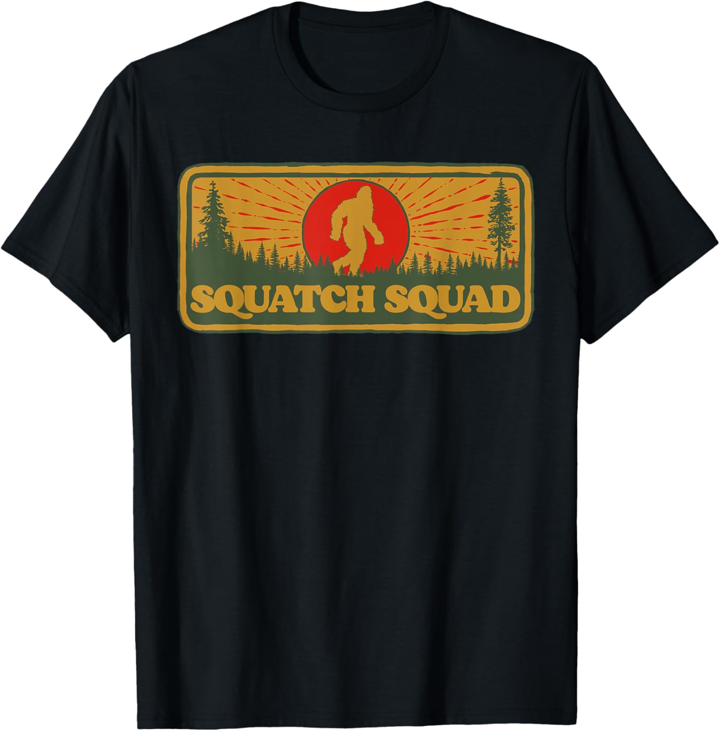 Squatch Squad Vintage Bigfoot Hunter Research Team Group 80s T-Shirt - T-Shirt | Black