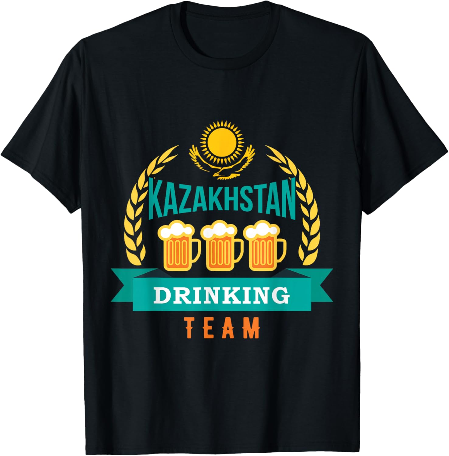 Republic of Kazakhstan Qazaqstan Kazakhian Beer T-Shirt - T-Shirt | Black