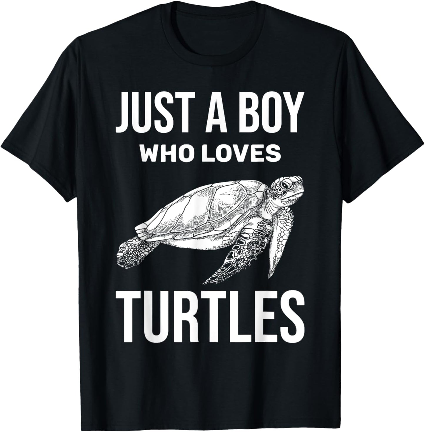 Just A Boy Who Loves Turtles Zoo Keeper Boys Gift Sea Turtle T-Shirt - T-Shirt | Black