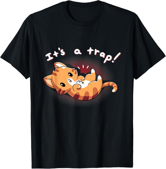 Cute Cat It's A Trap Funny Cat Pet Animal Kawaii Kitty Anime Men Women Kids T-Shirt - T-Shirt | Black