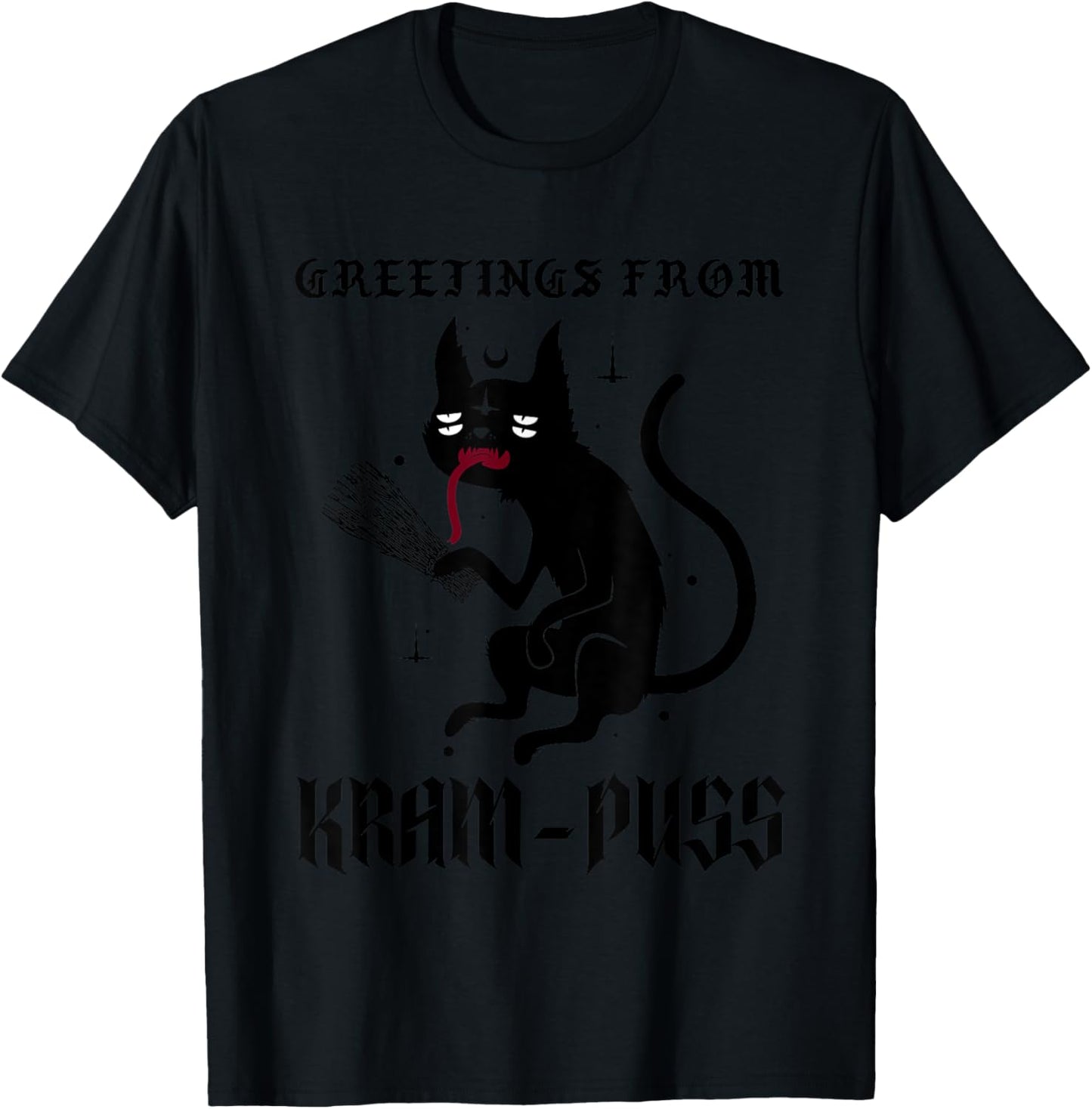 Funny Krampus Cat Christmas Greetings From Kram-Puss Pagan Women Kids T-Shirt - T-Shirt | Black