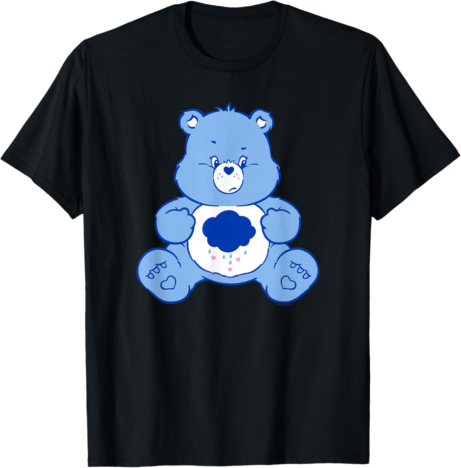 Care Bears Vintage Classic Grumpy Bear Cloudy Belly Badge T-Shirt - T-Shirt | Black