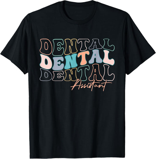 Dentist Groovy Dental Assistant Design For Dental Dentist T-Shirt - T-Shirt | Black