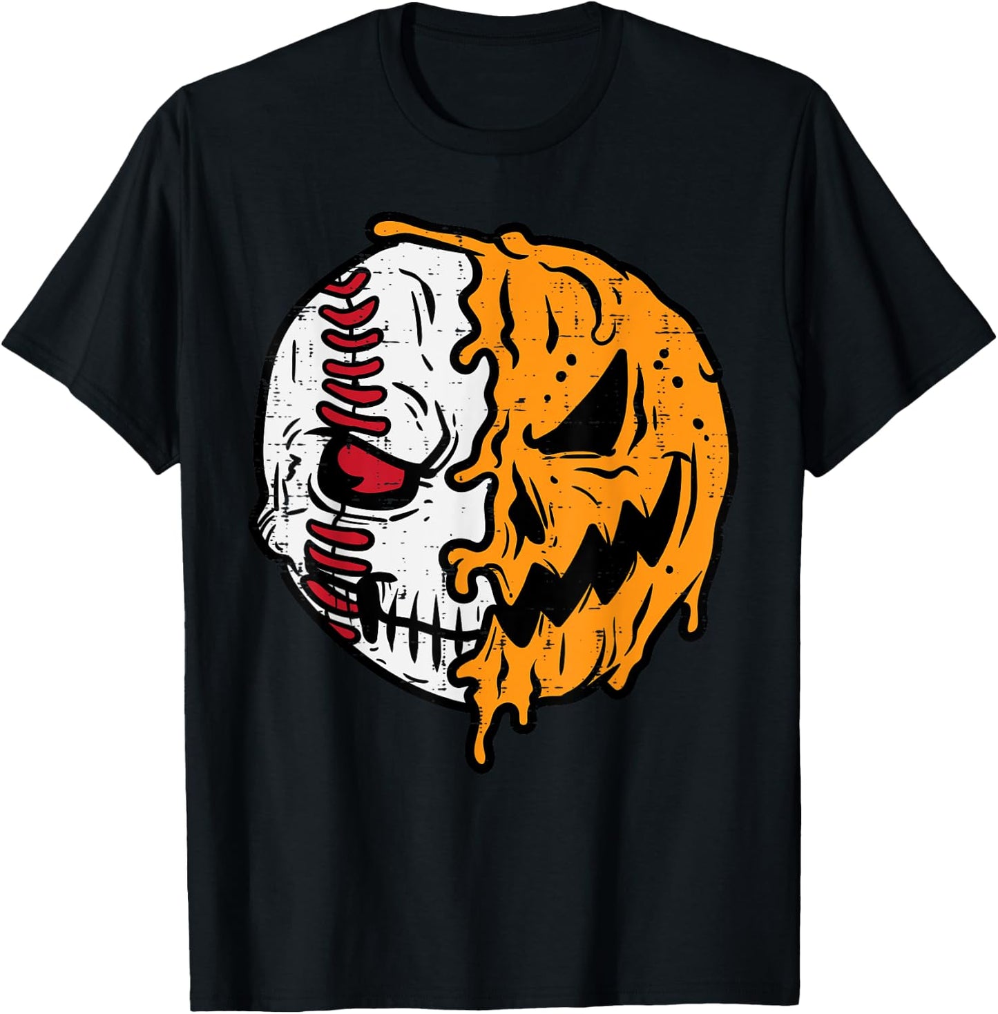 Halloween Baseball Pumpkin Jackolantern Costume Men Boys Kid T-Shirt - T-Shirt | Black