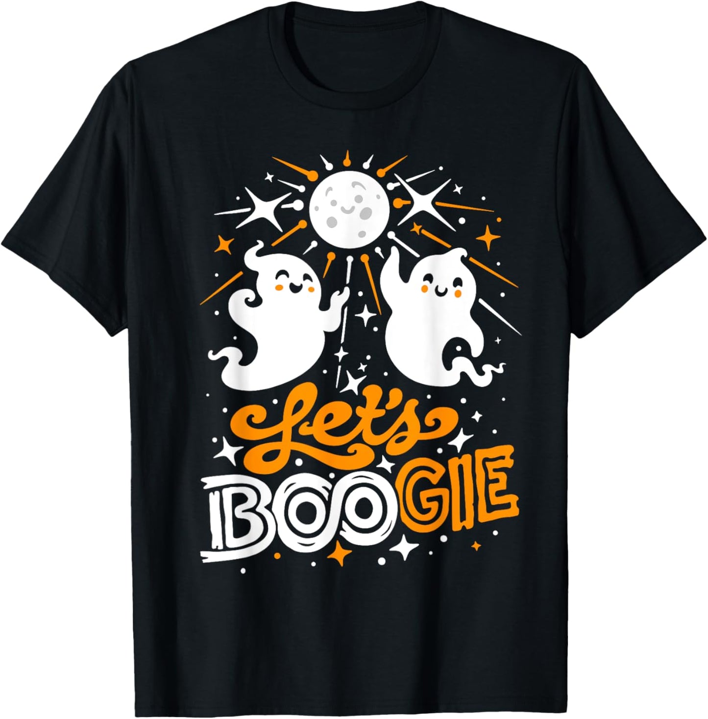 Let's Boogie Funny Cute Disco Fever 70s Halloween Boo Ghosts T-Shirt - T-Shirt | Black