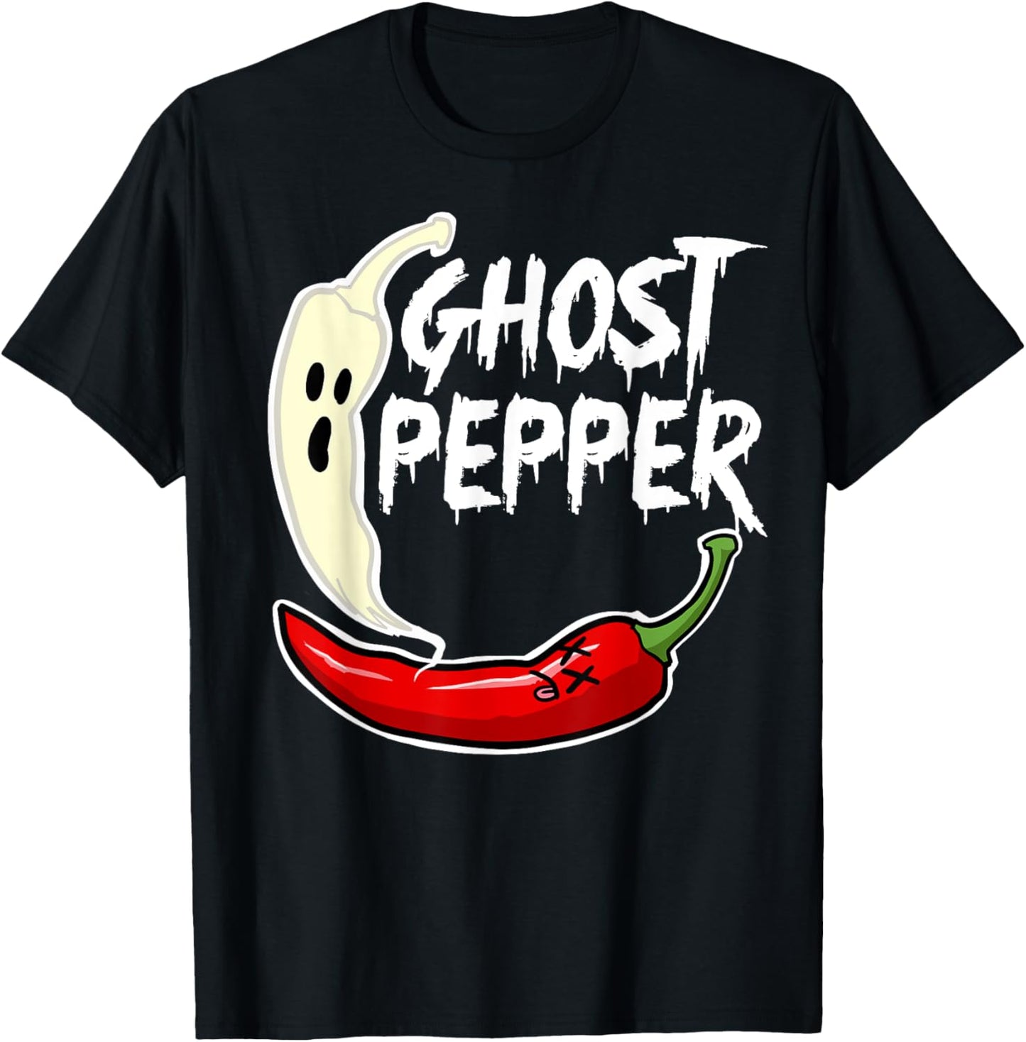 Ghost Pepper Funny Spicy Hot Halloween Ghost Pepper T-Shirt - T-Shirt | Black