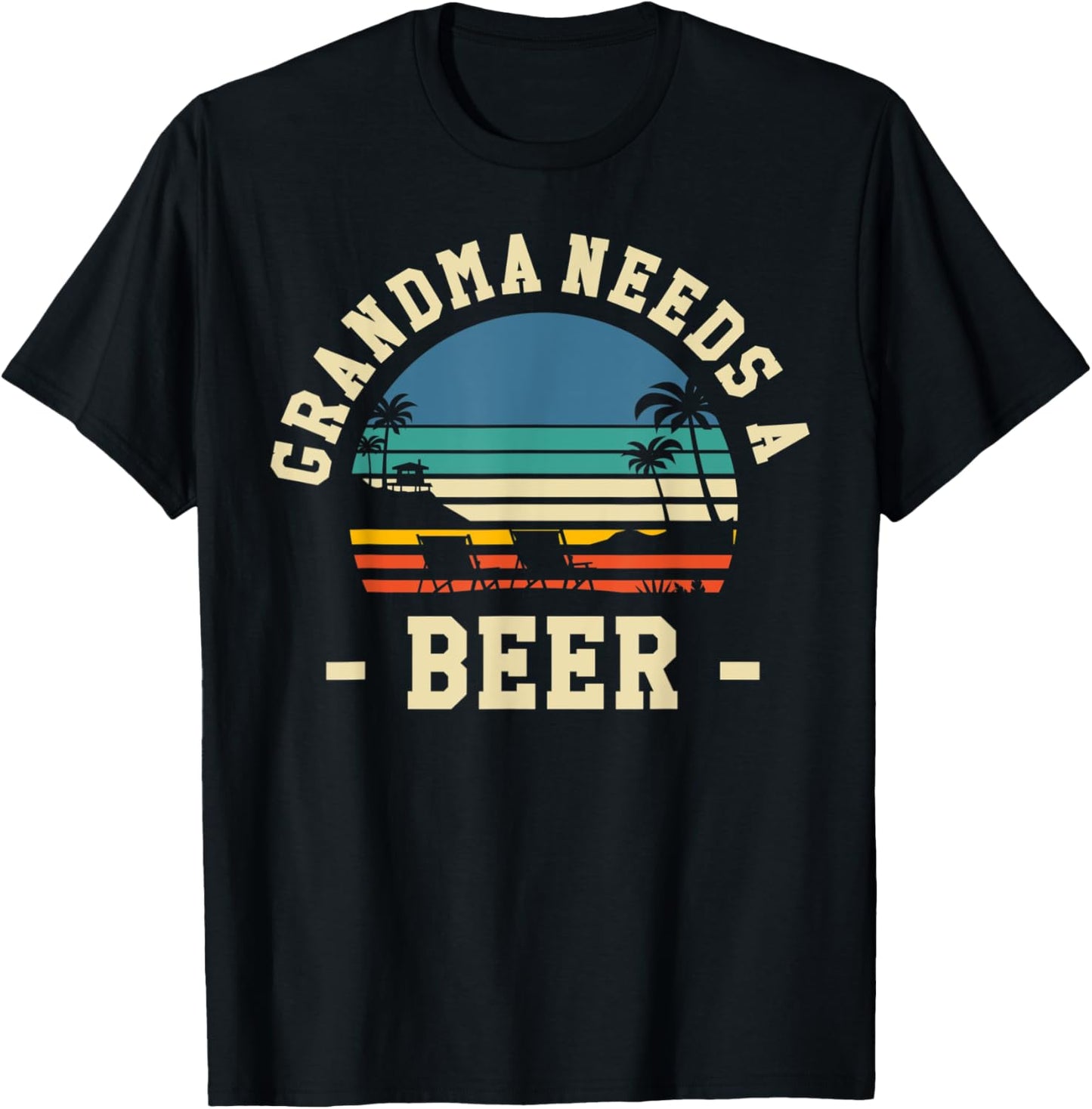 Grandma Needs A Beer Vintage Drinking Beers Retro Birthday T-Shirt - T-Shirt | Black